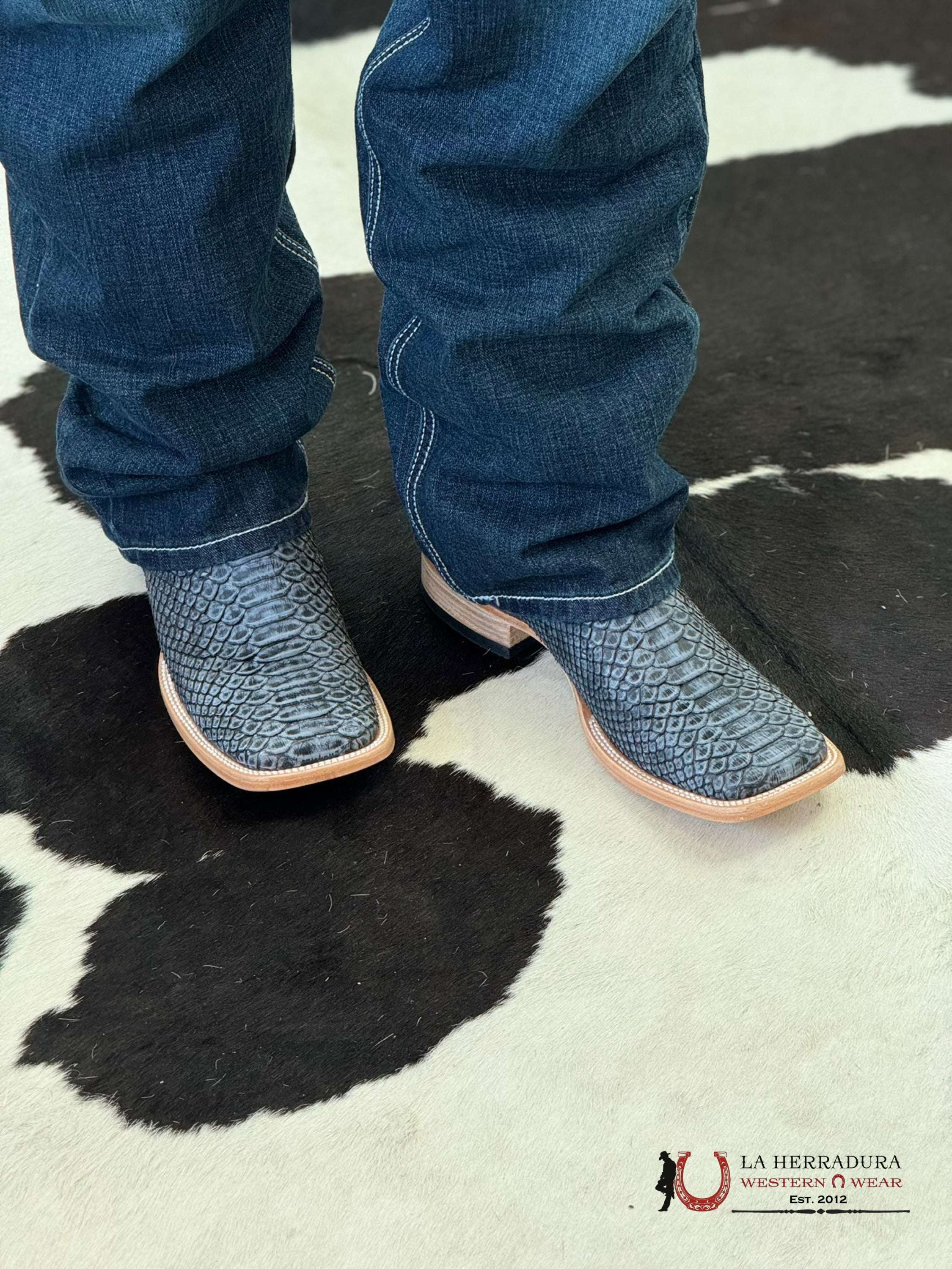 Ranchers Python Blue Rustic Botas Hombres