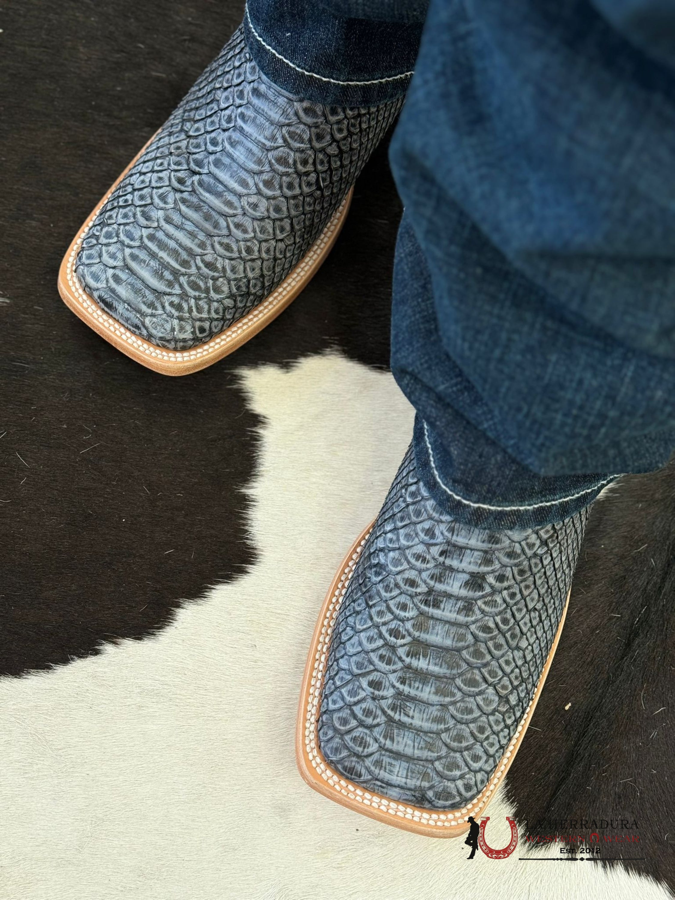 Ranchers Python Blue Rustic Botas Hombres