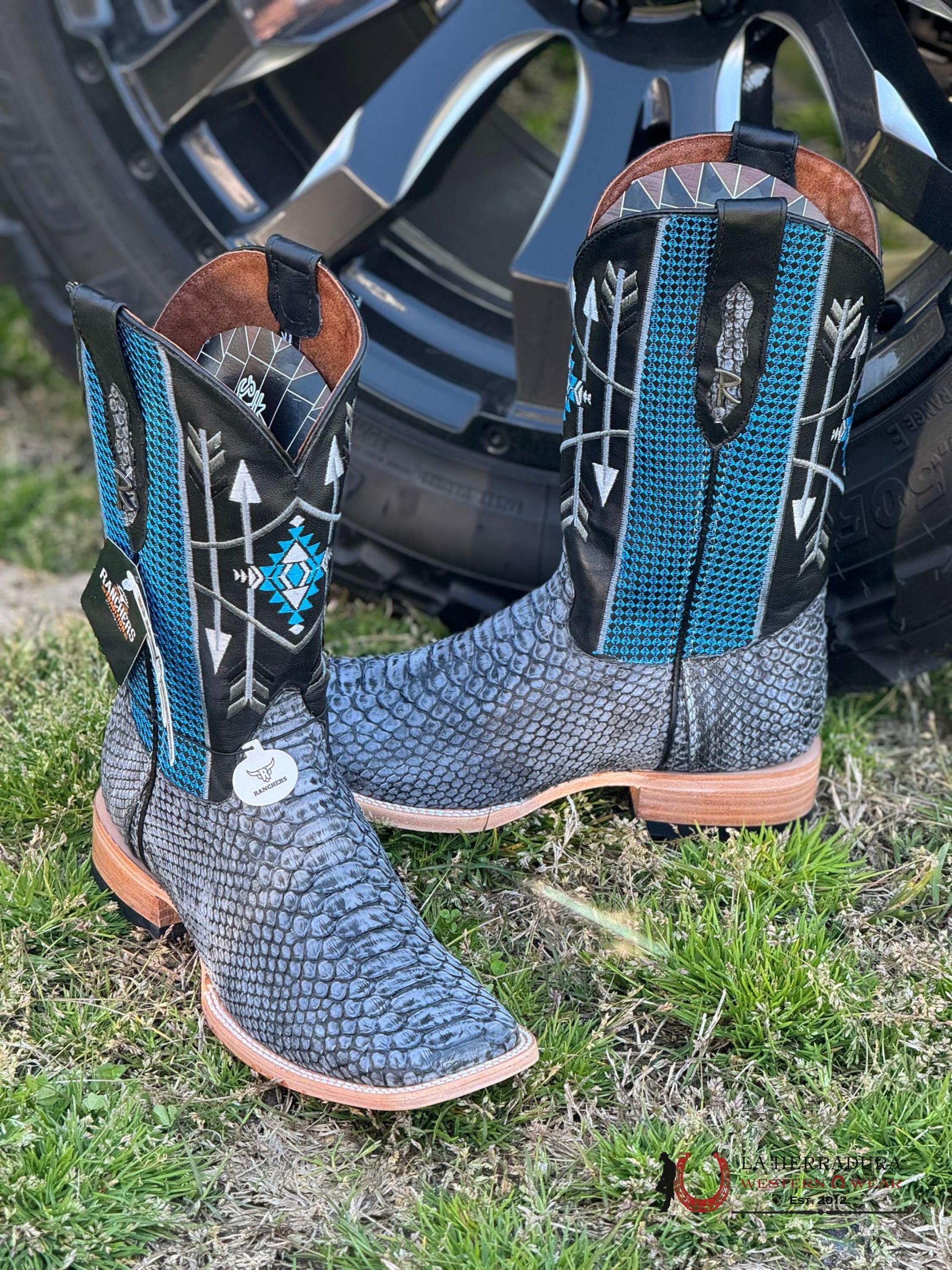 Ranchers Python Blue Rustic Botas Hombres