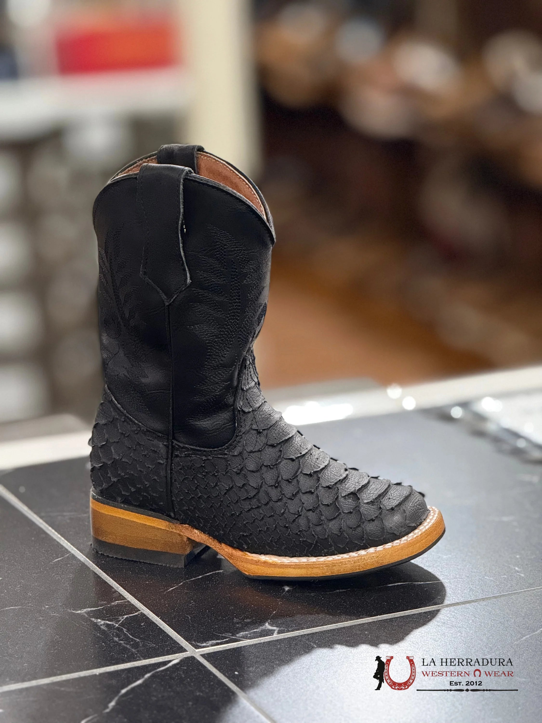 RANCHERS KIDS BOOT IMIT BLACK PYTHON SUELA RES/ANTIDERRAPANTE NIÑOS