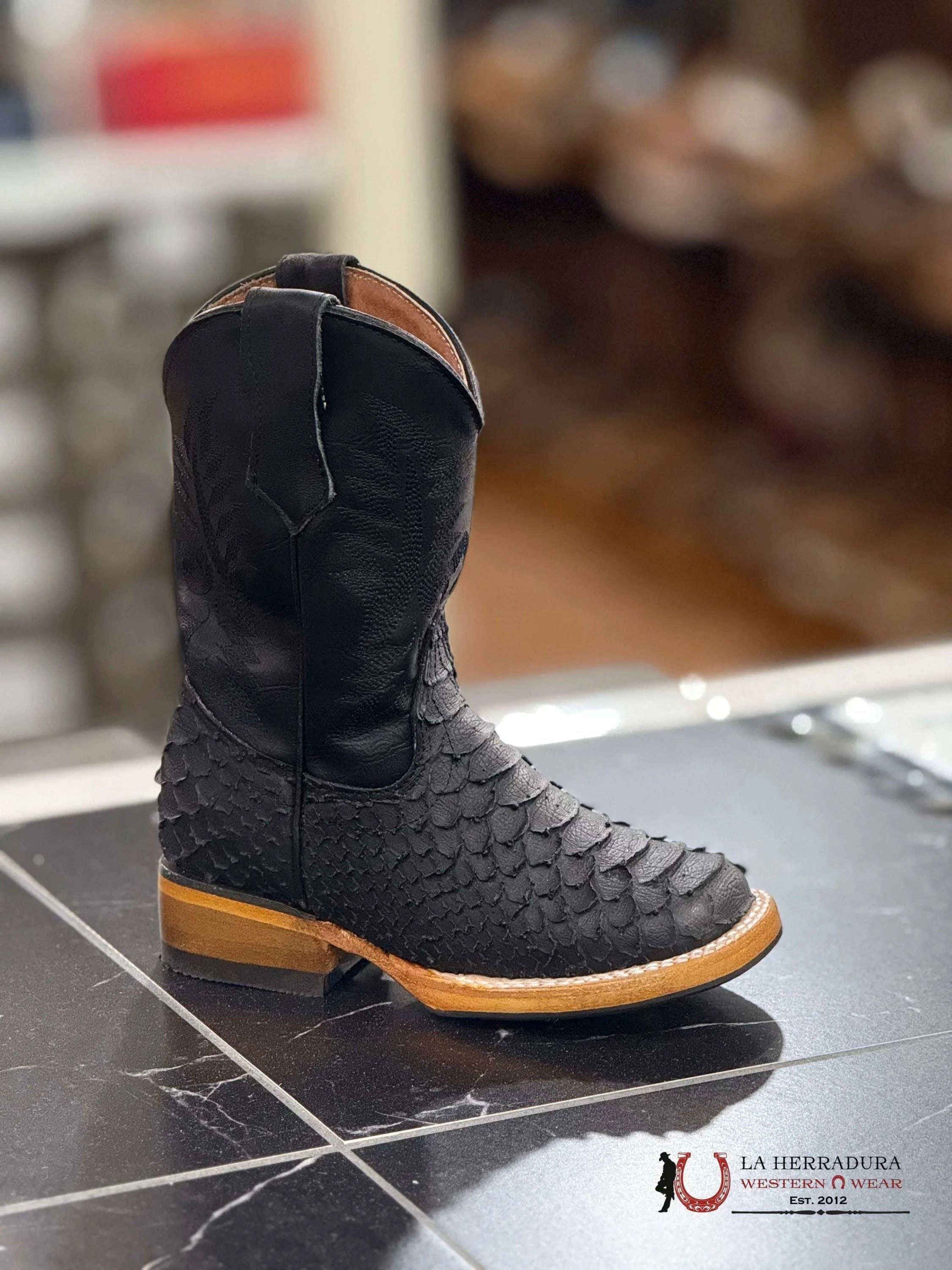 RANCHERS KIDS BOOT IMIT BLACK PYTHON SUELA RES/ANTIDERRAPANTE NIÑOS