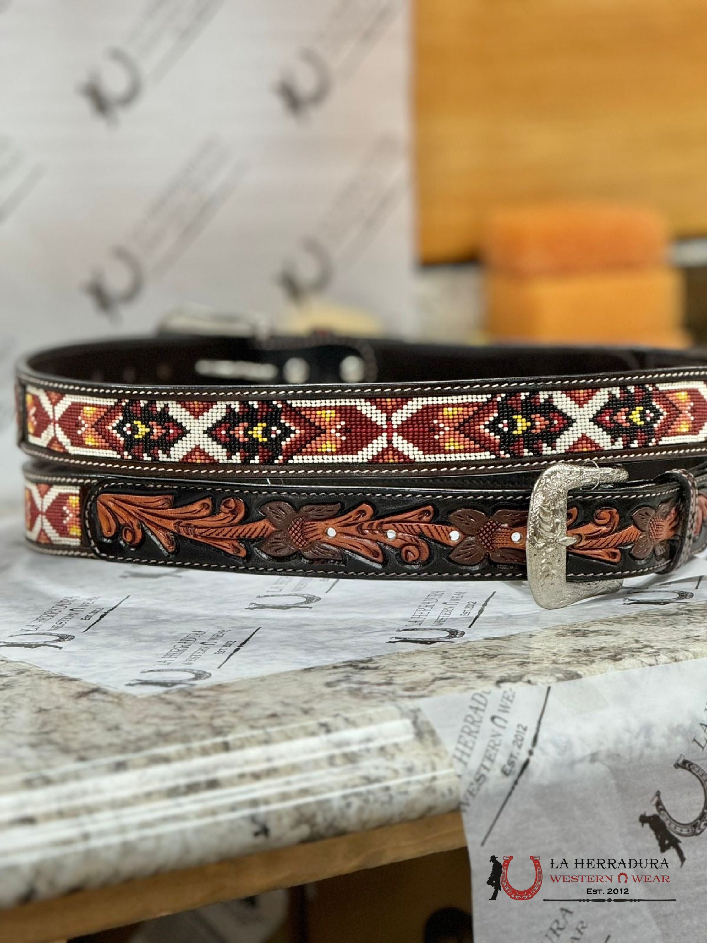 Ranger Beaded Earth Tone Belt Cinturones Hombres