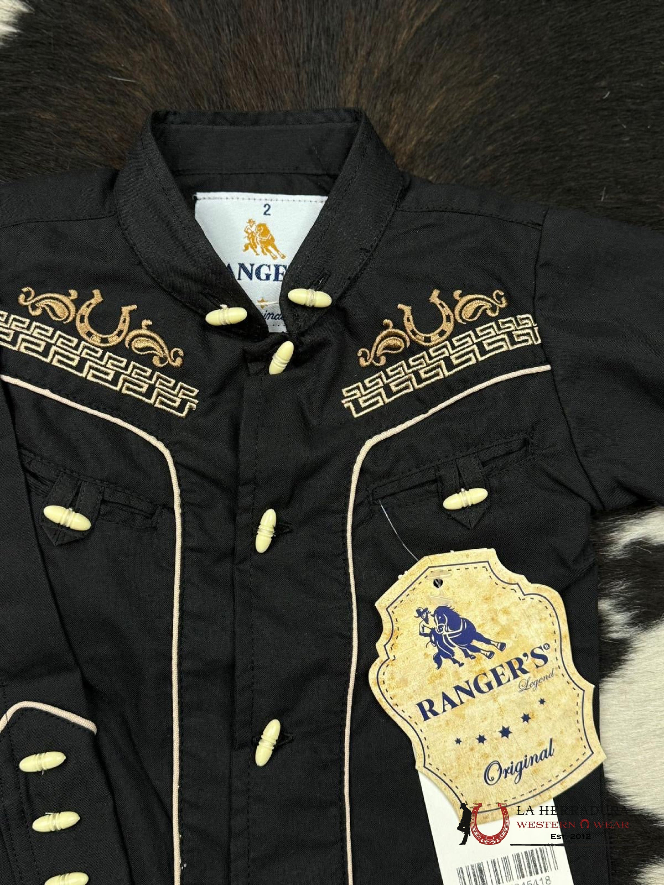 Ranger’s Charro Black Bordado Light Tan Niños
