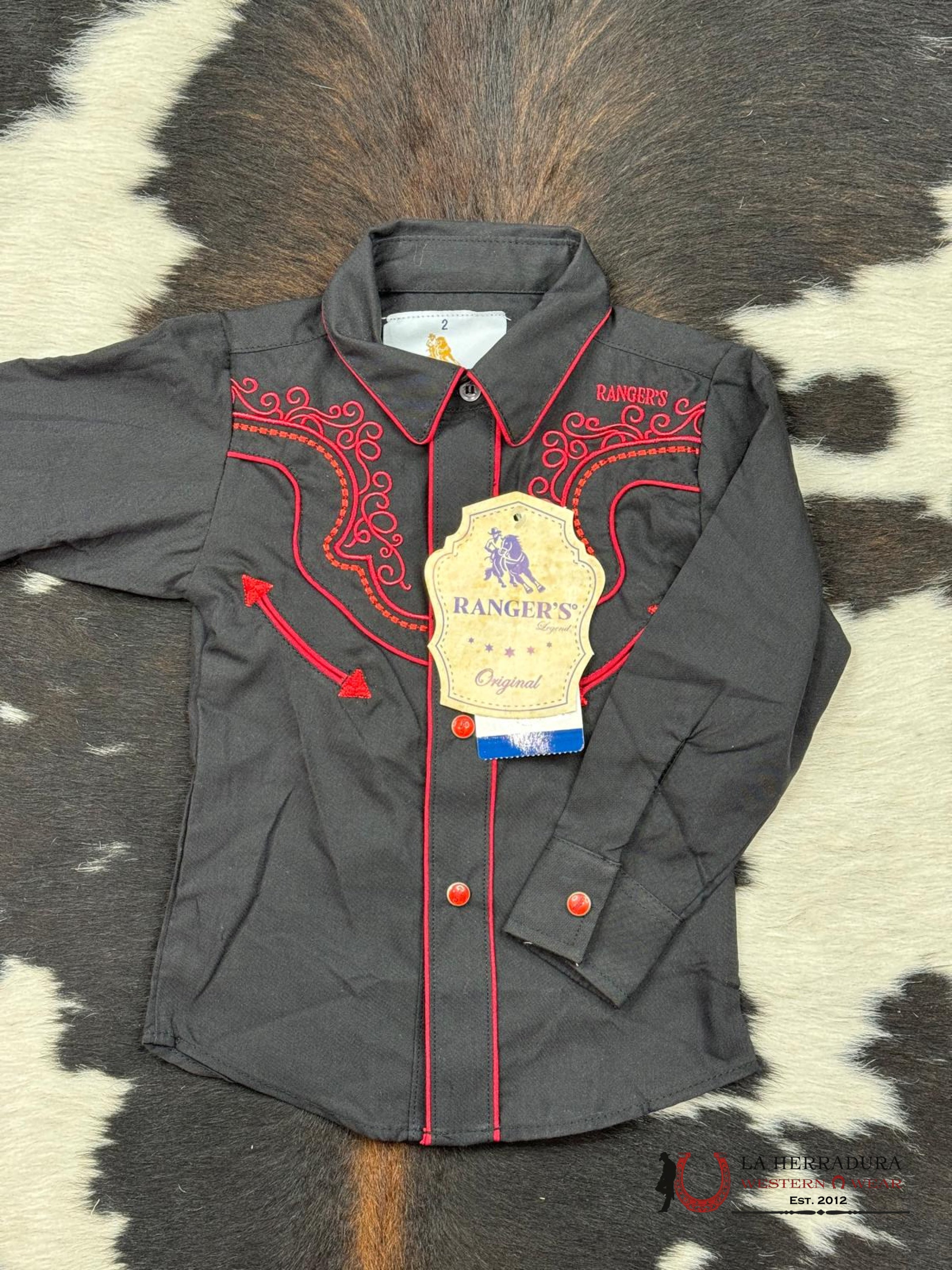 Ranger’s Charro Black Bordado Red Niños