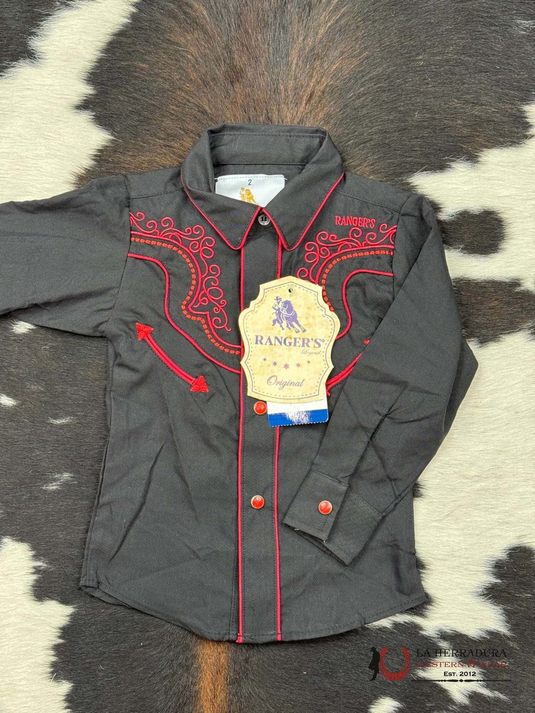 Ranger’s Charro Black Bordado Red Niños