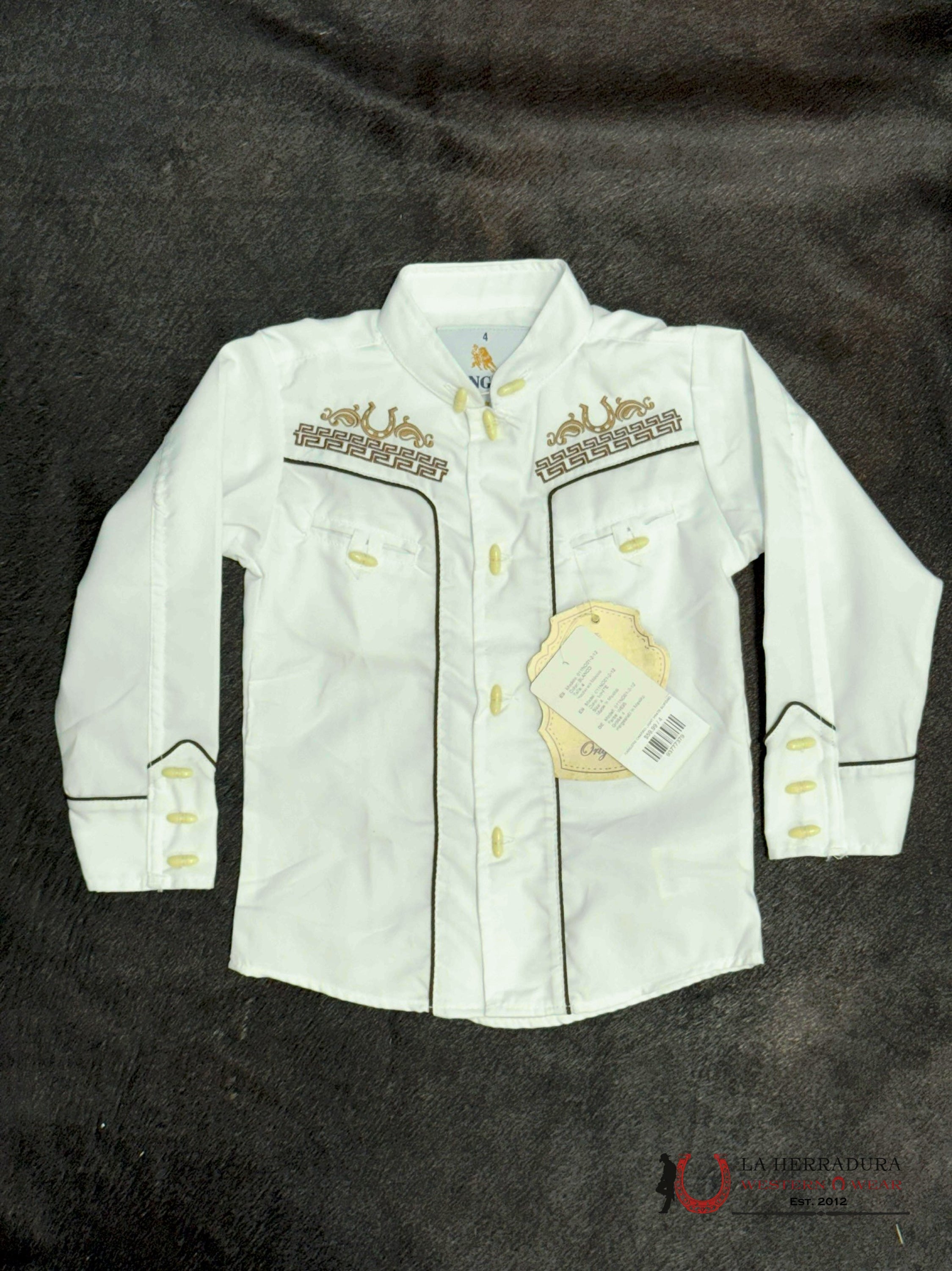 RANGERS CHARRO LIGHT WHITE BORDADO BROWN NIÑOS