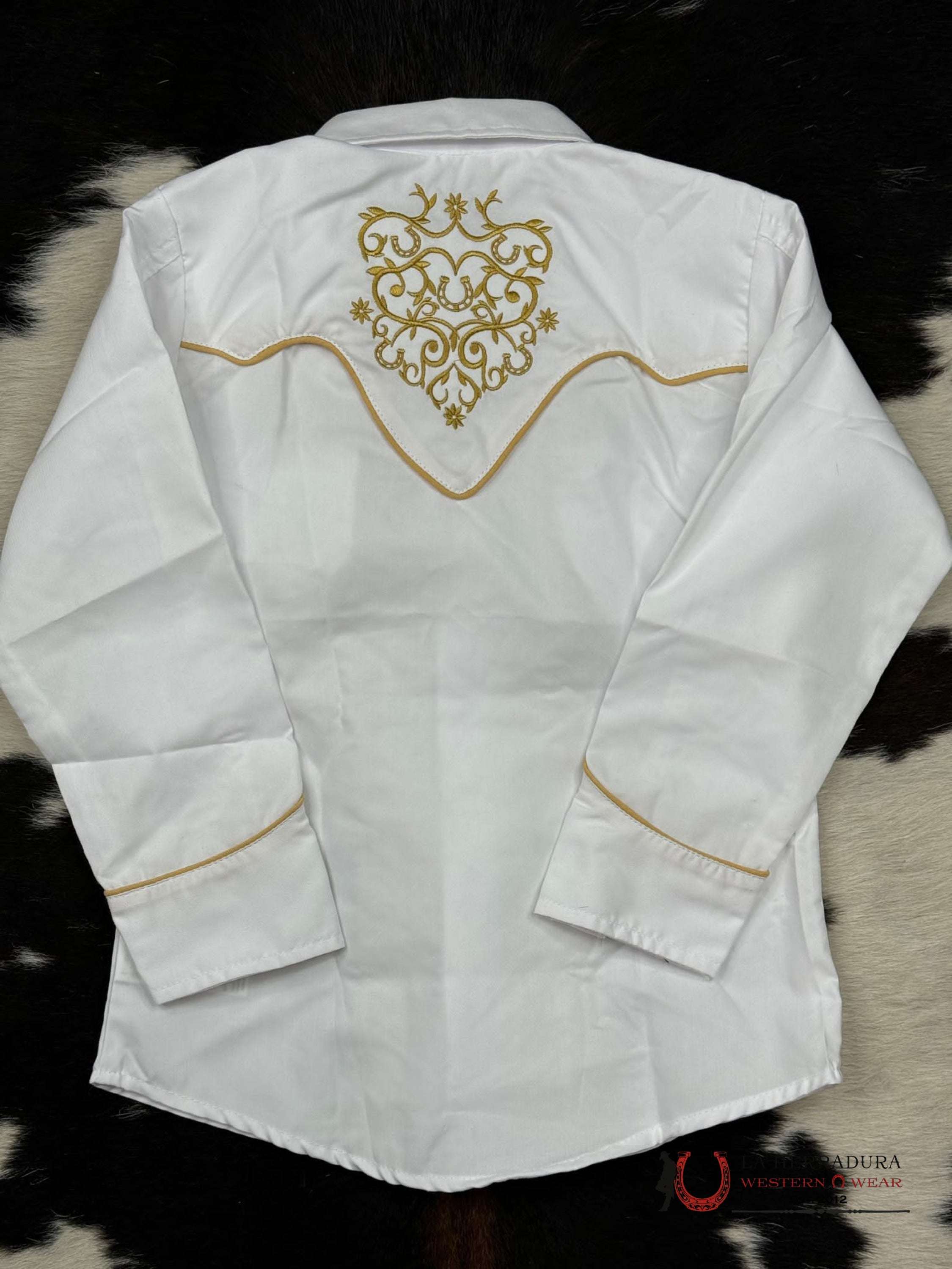 Ranger’s Charro White Bordado Light Tan Niños
