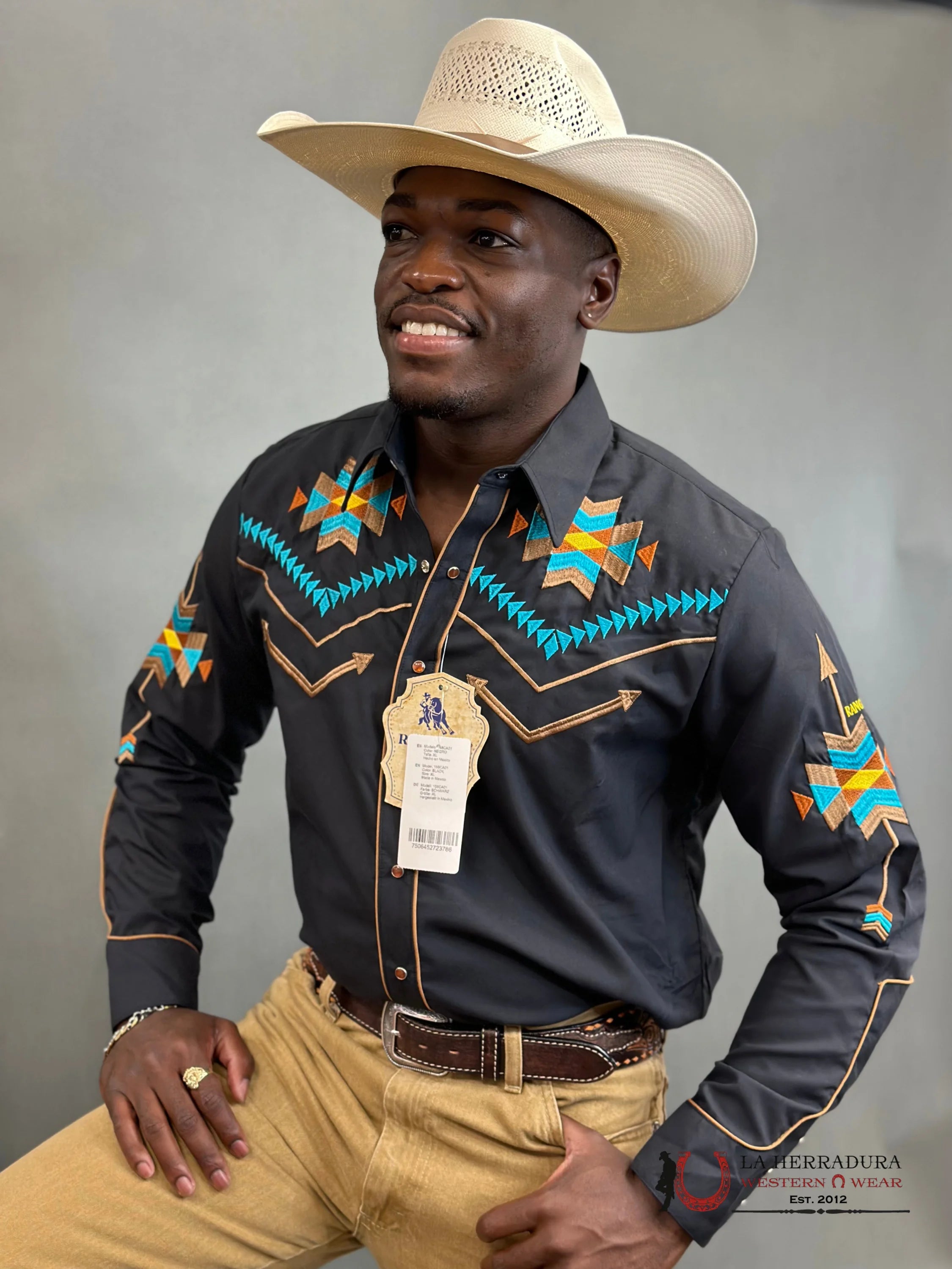 Rangers Legend Original Black Charro Embroidered Ropa Hombres