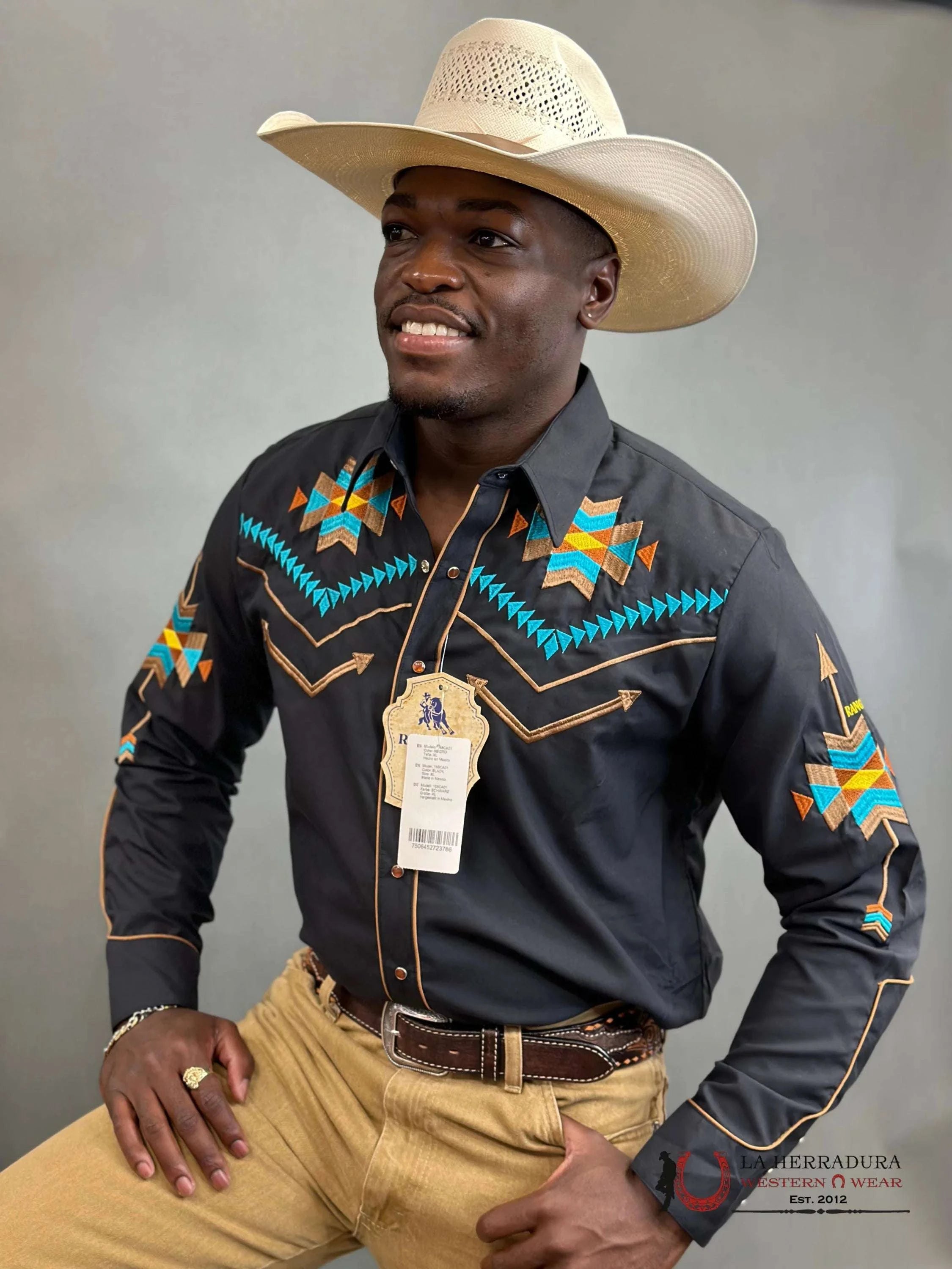 Rangers Legend Original Black Charro Embroidered Ropa Hombres