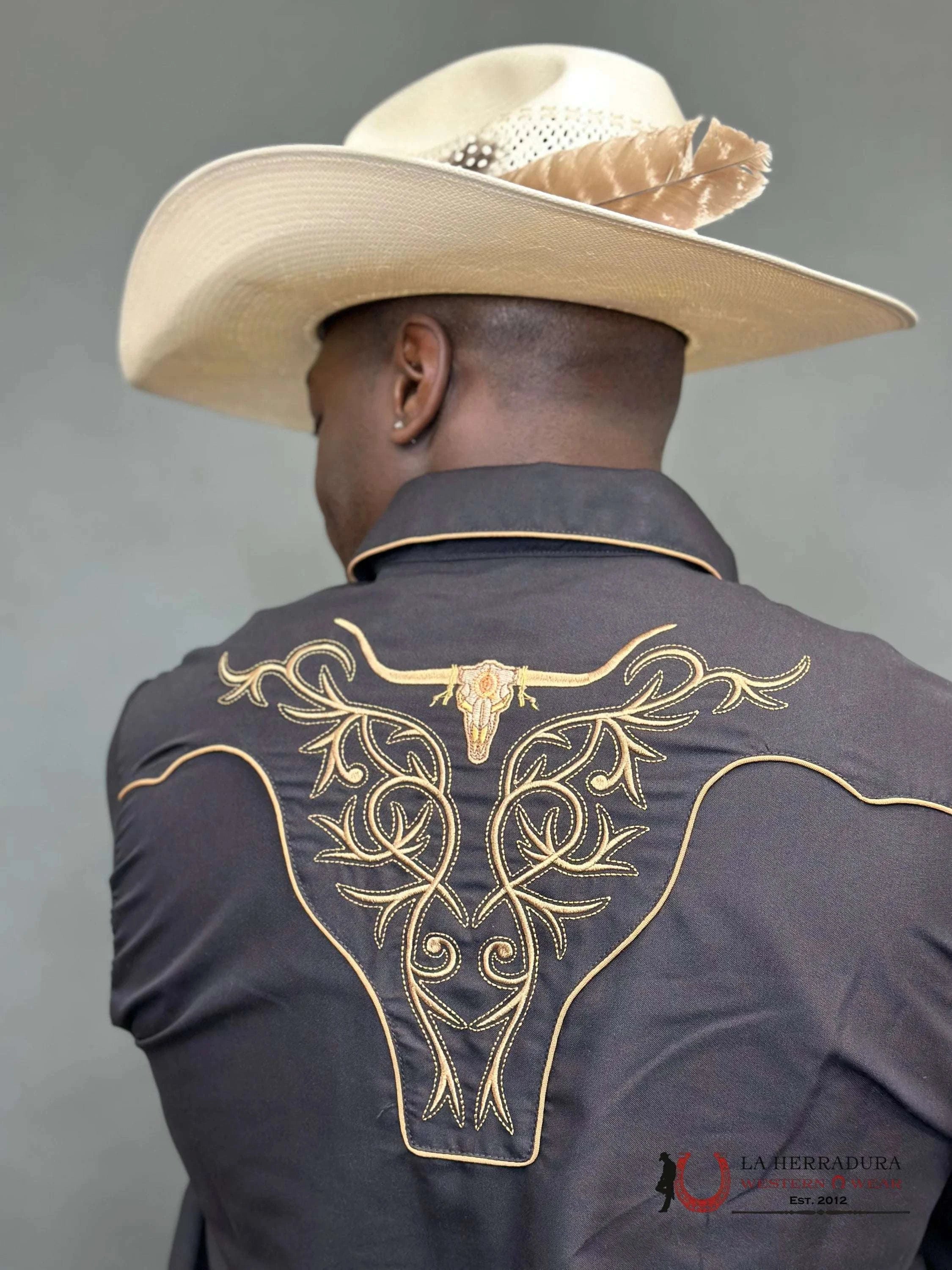Rangers Legend Original Black Charro Tan Embroidered Ropa Hombres