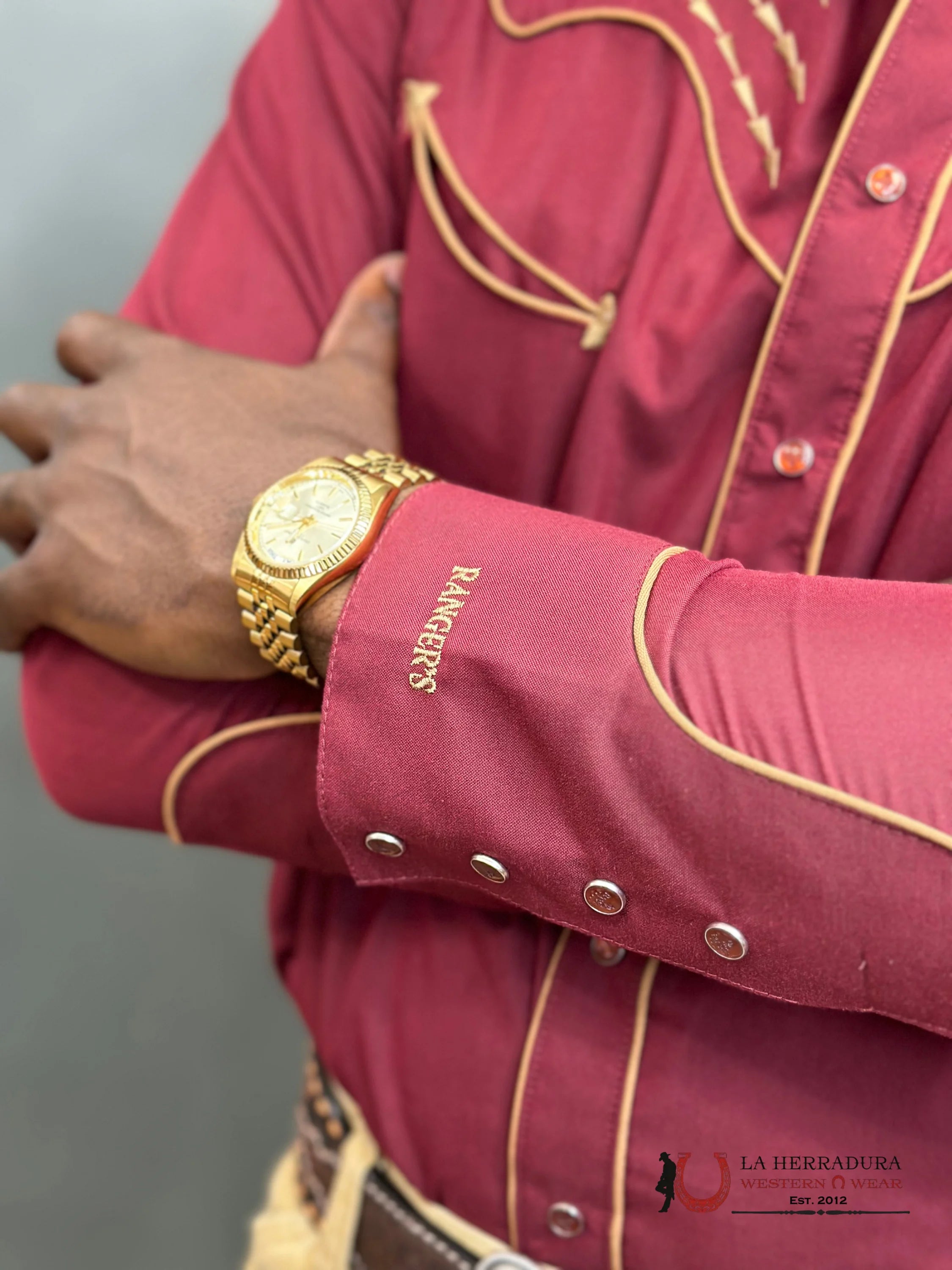 Rangers Legend Original Burgundy Charro Embroidered Ropa Hombres