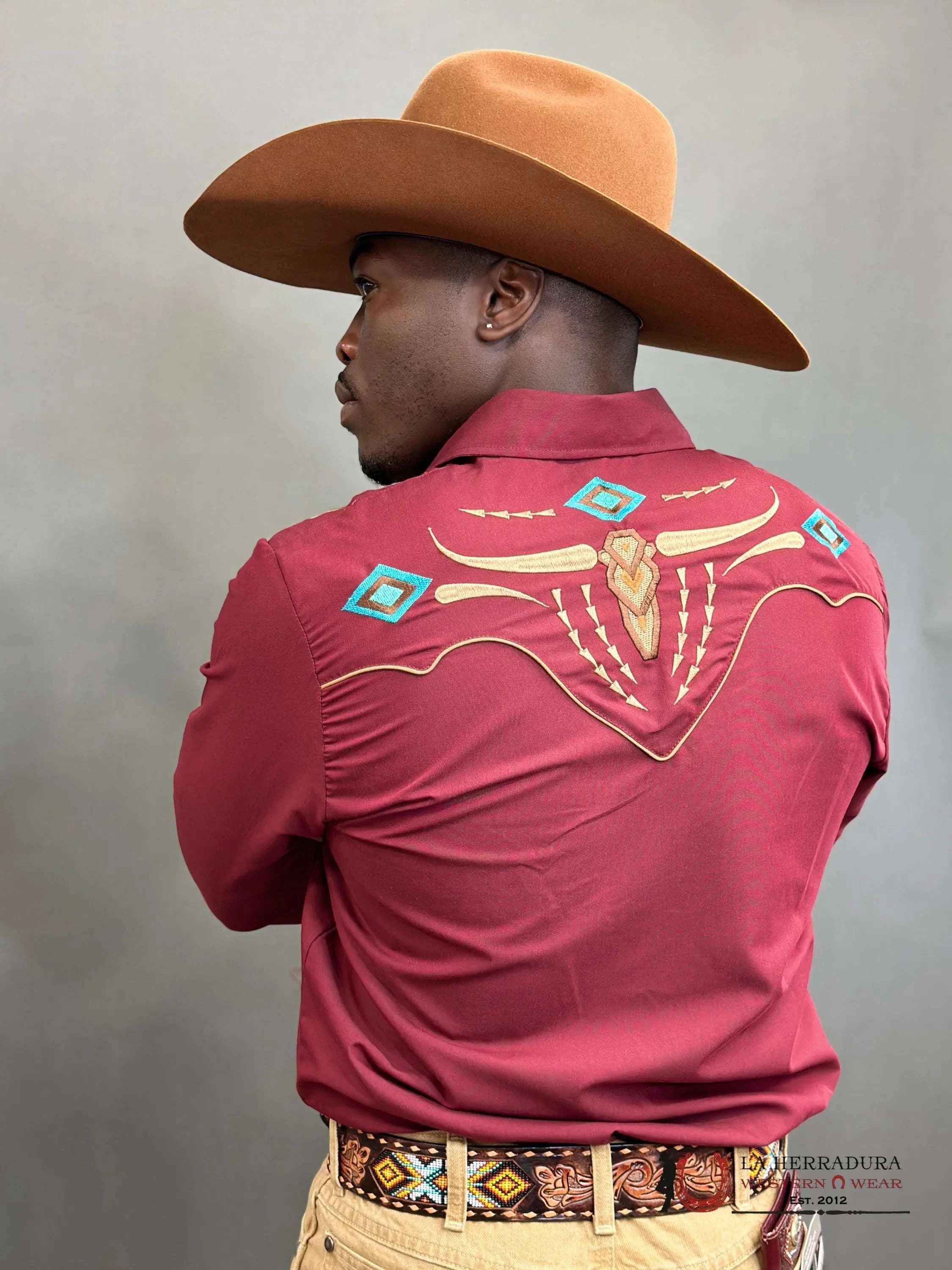 Rangers Legend Original Burgundy Charro Embroidered Ropa Hombres