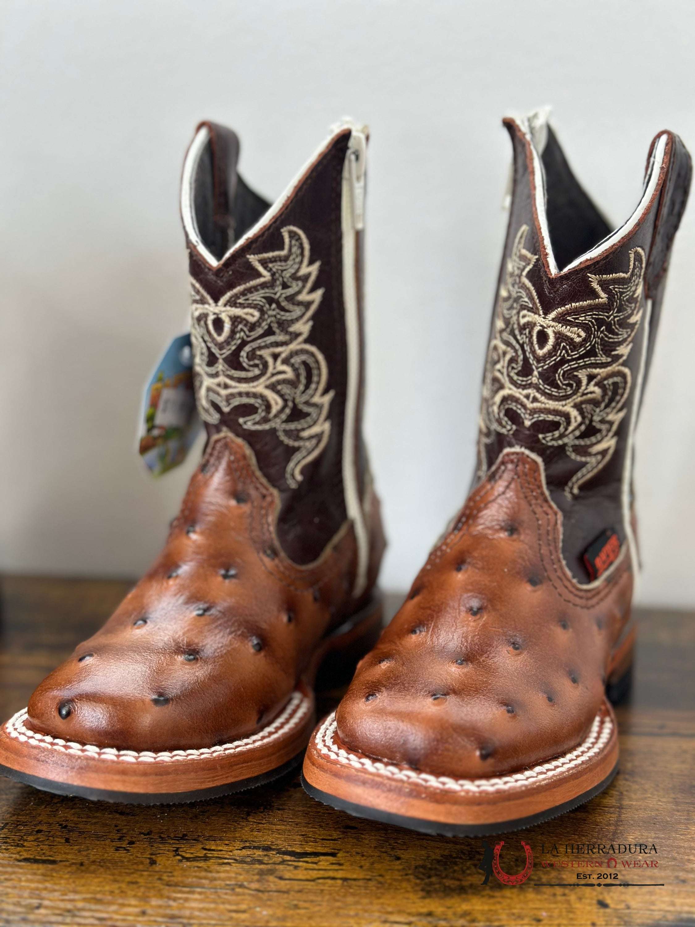Raptor Kids Boot Ostrich Braza Cogñac Zipper Niños