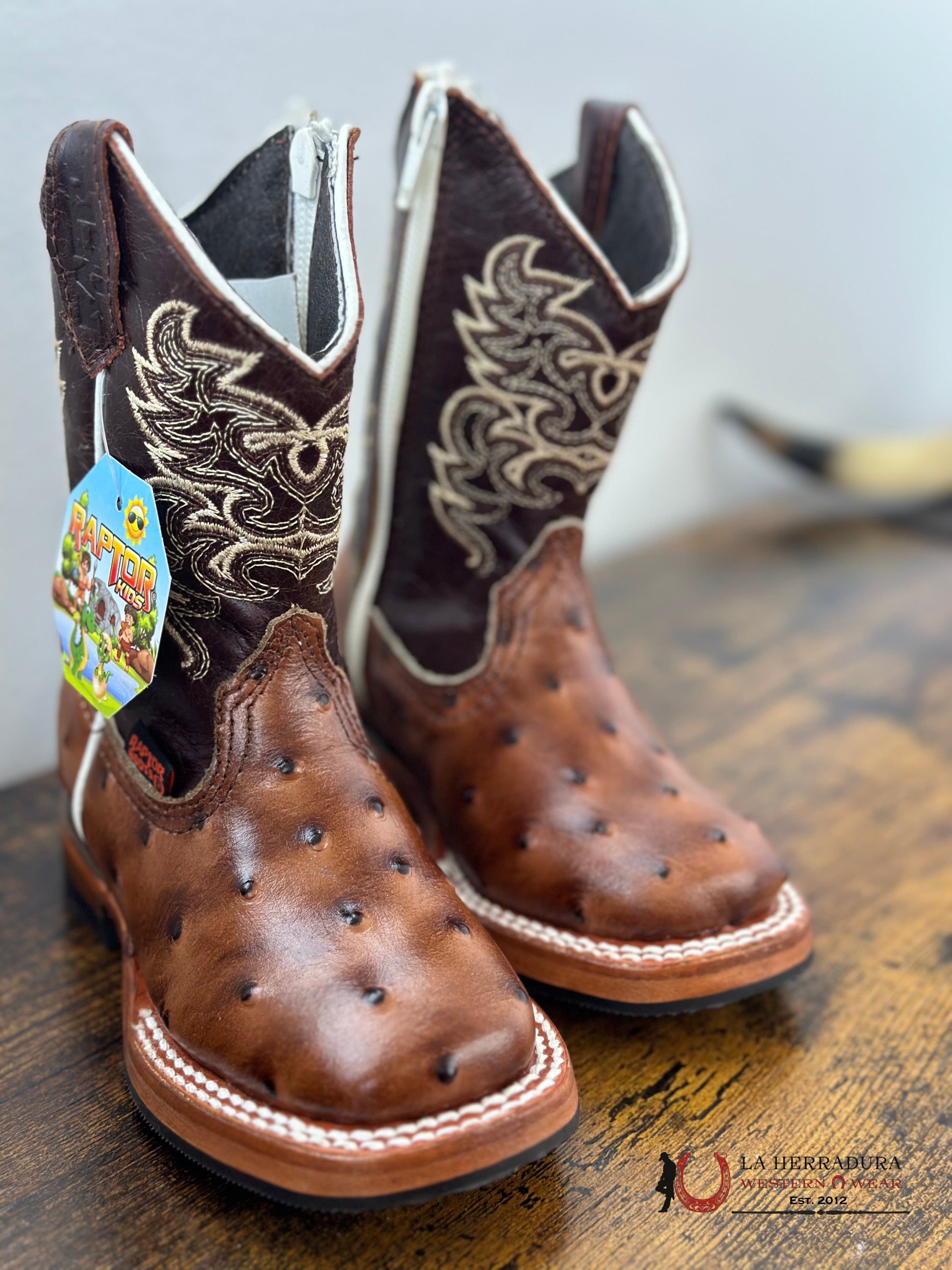 Raptor Kids Boot Ostrich Braza Cogñac Zipper Niños