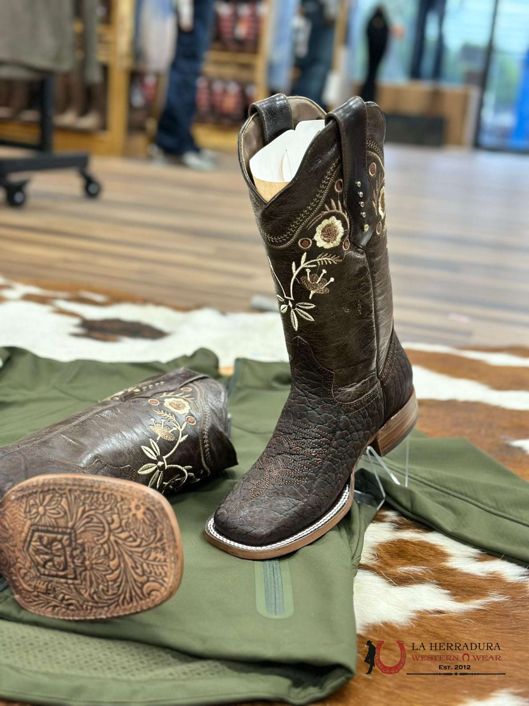 Rdr Brunilda Brown Elephant Print No Buck Botas Mujeres