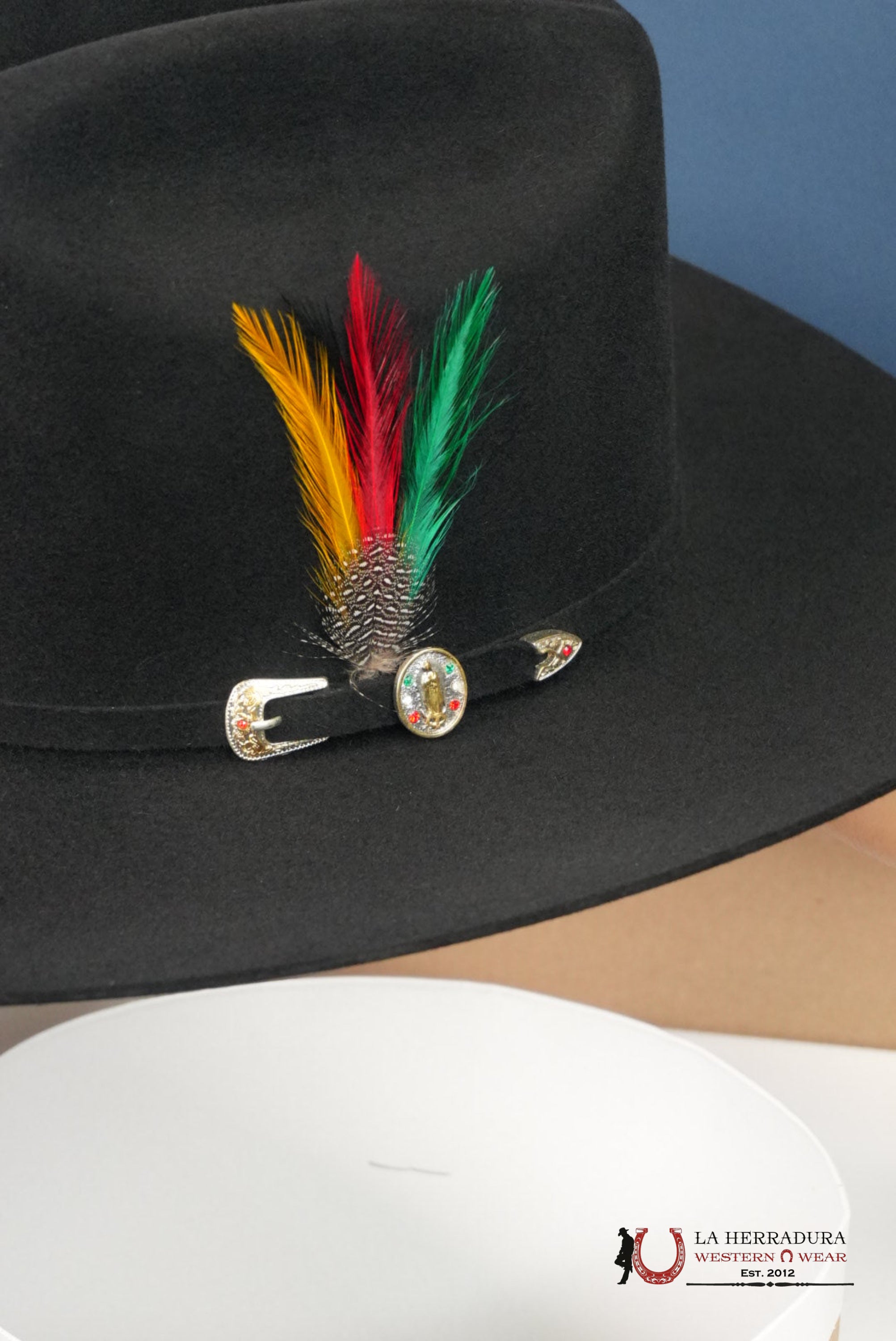 RDR 6X BLACK COPA ALTA VIRGEN DE GUADALUPE FELT HAT GUADALUPANA TEJANA