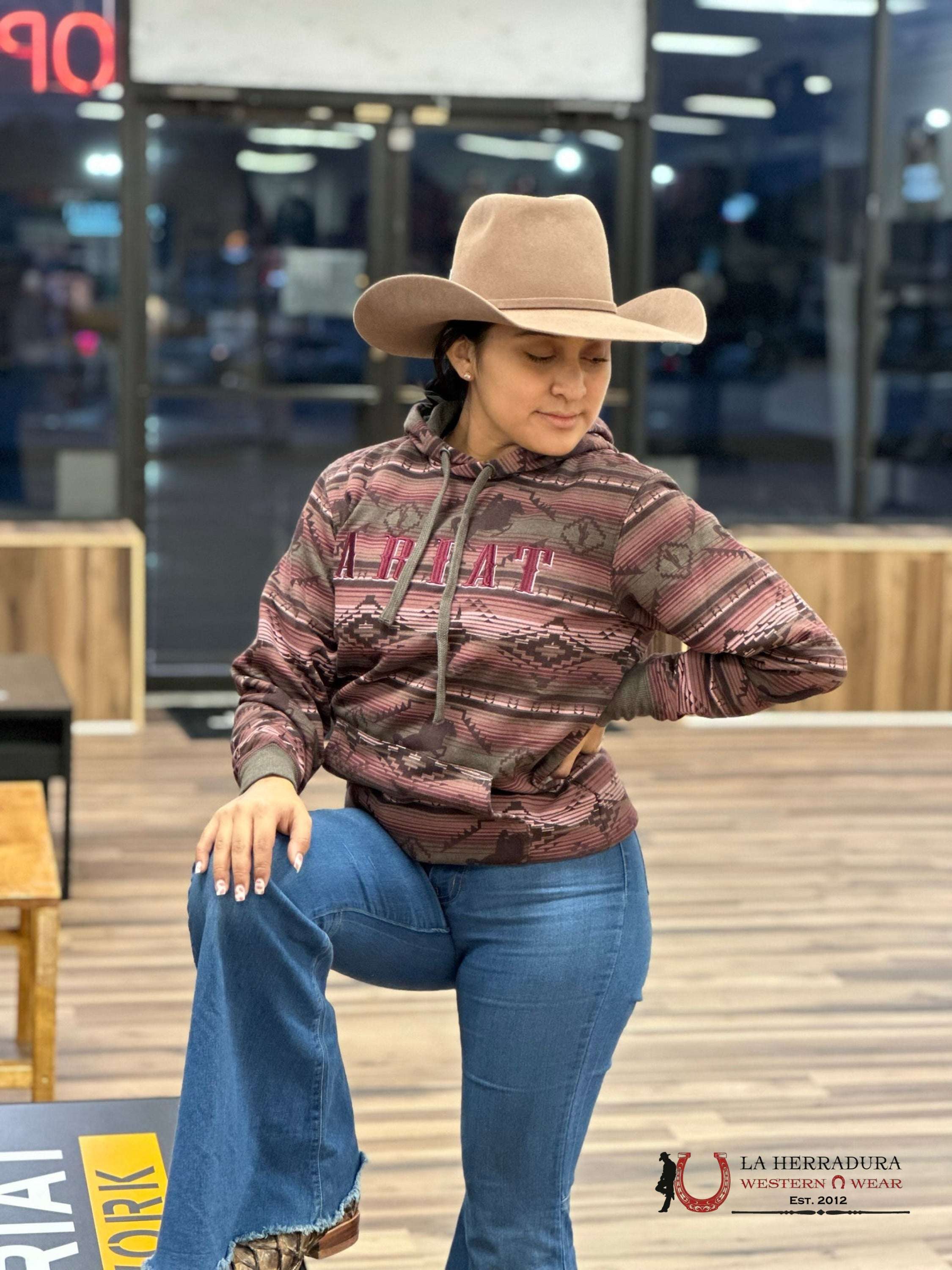 Real Allover Print Hood Old West Serape Ropa Mujeres