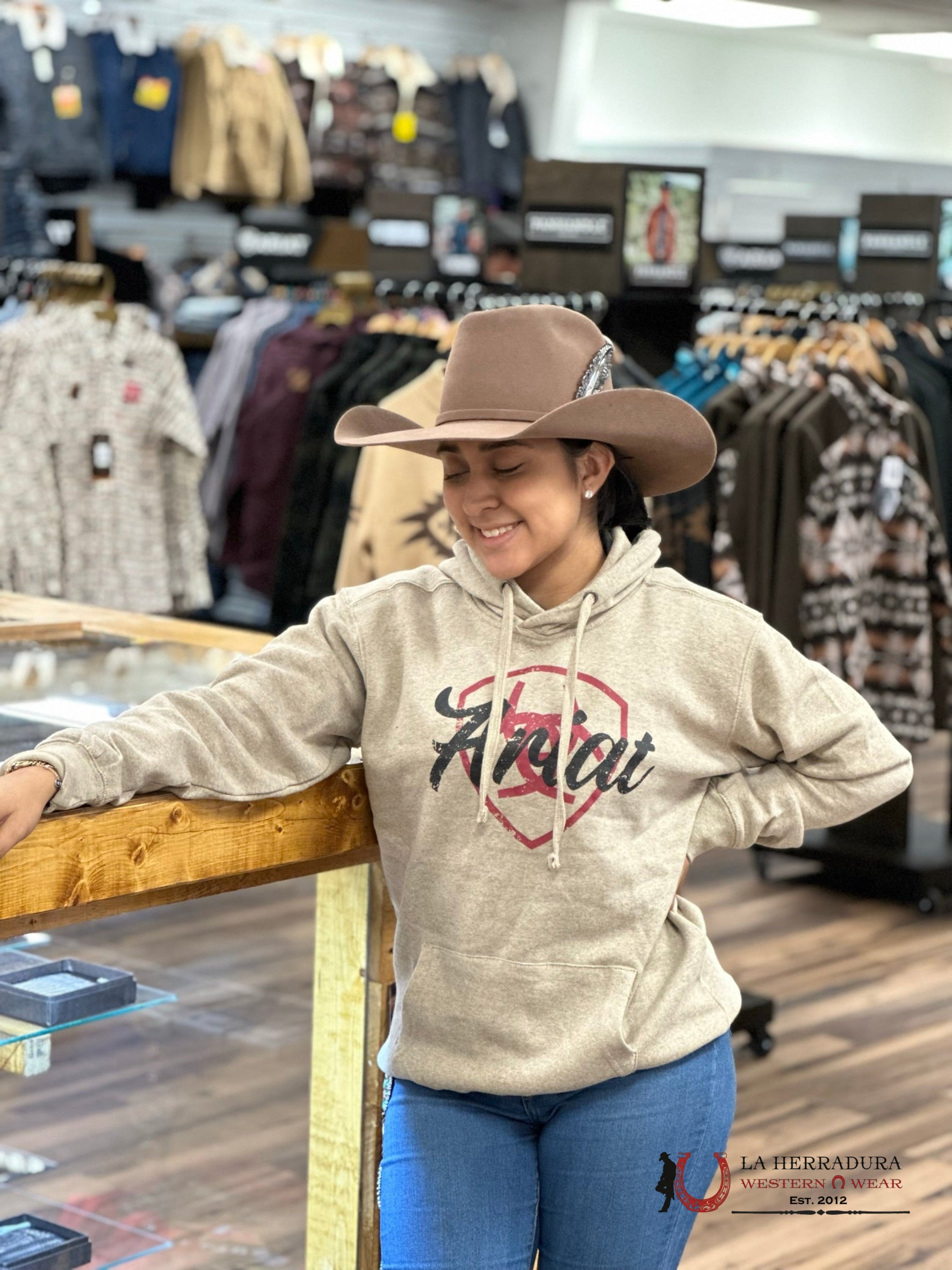 Real Shield Logo Hoodie Dark Oatmeal Heather For Women Ropa Mujeres