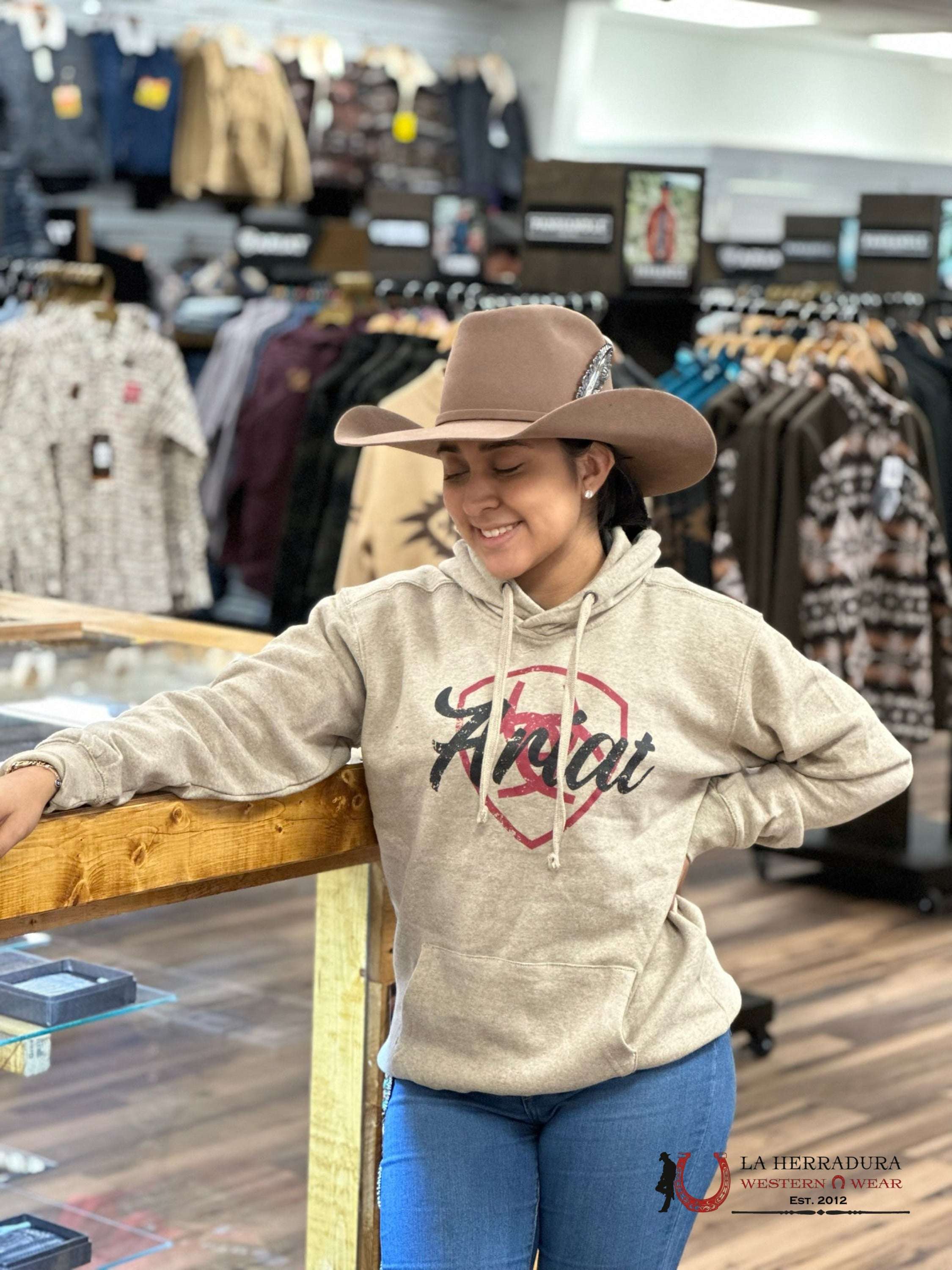 Real Shield Logo Hoodie Dark Oatmeal Heather For Women Ropa Mujeres