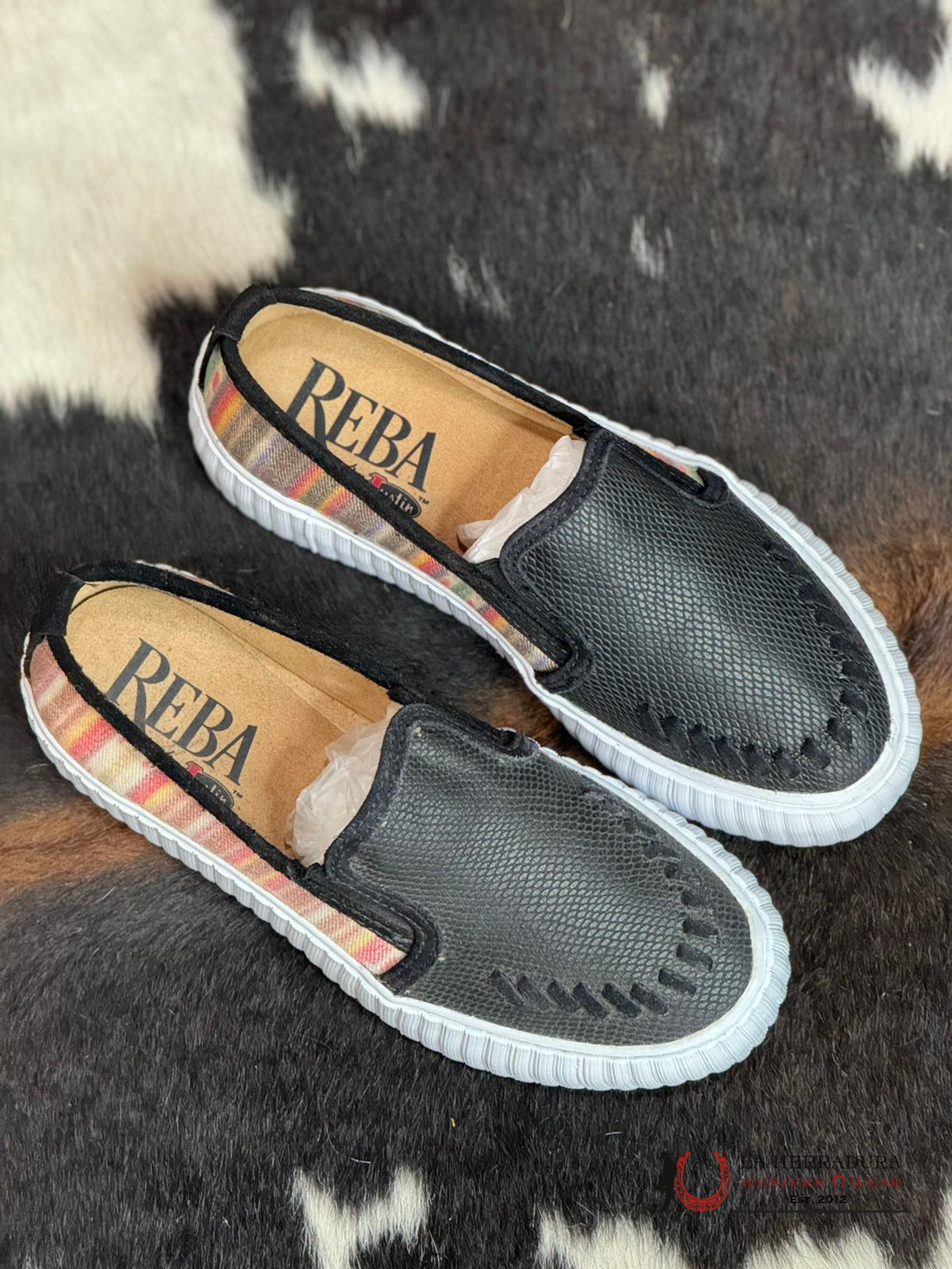 Reba Platform Black Leather Upper Balance Zapatos Mujeres