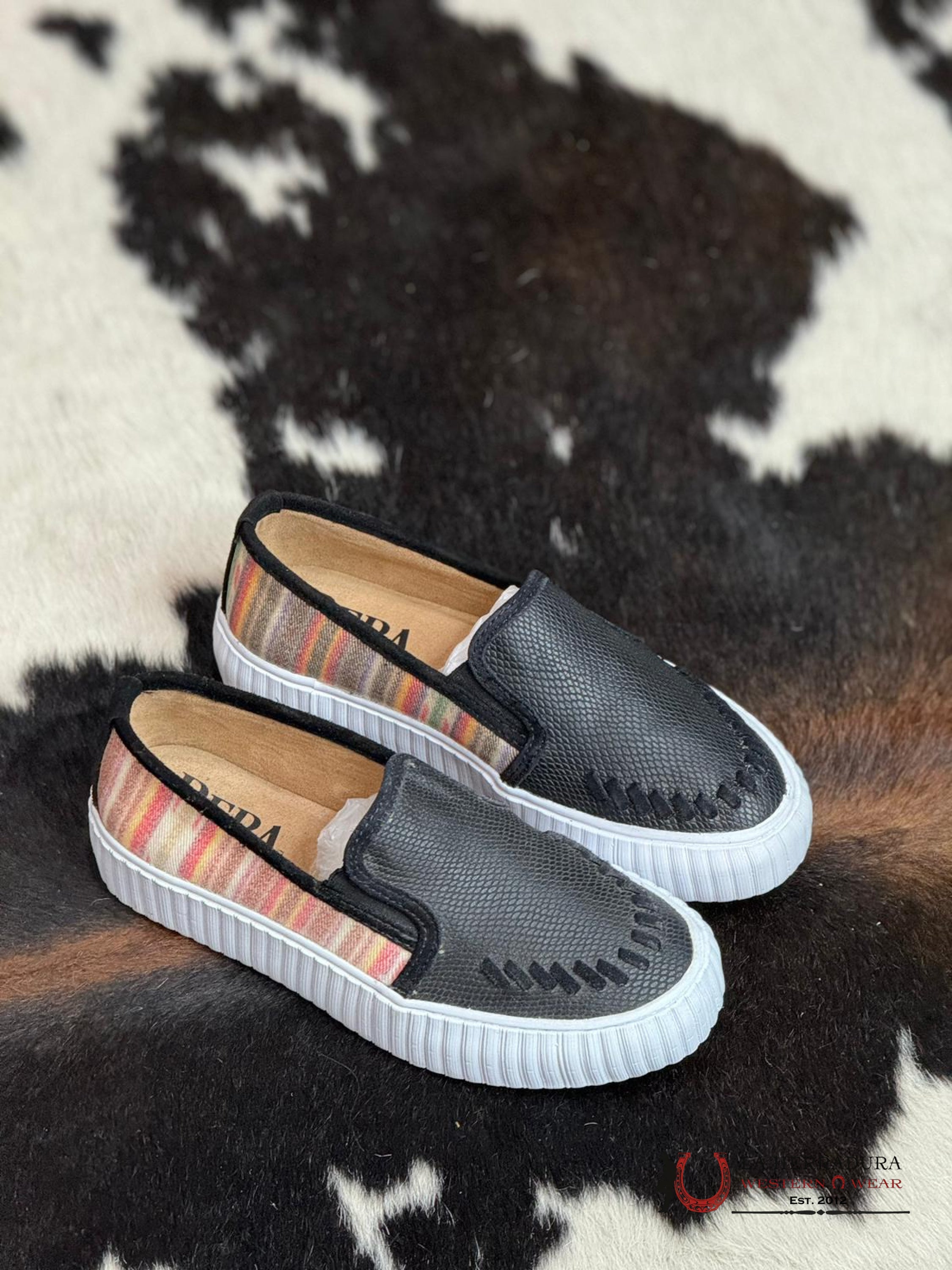 Reba Platform Black Leather Upper Balance Zapatos Mujeres