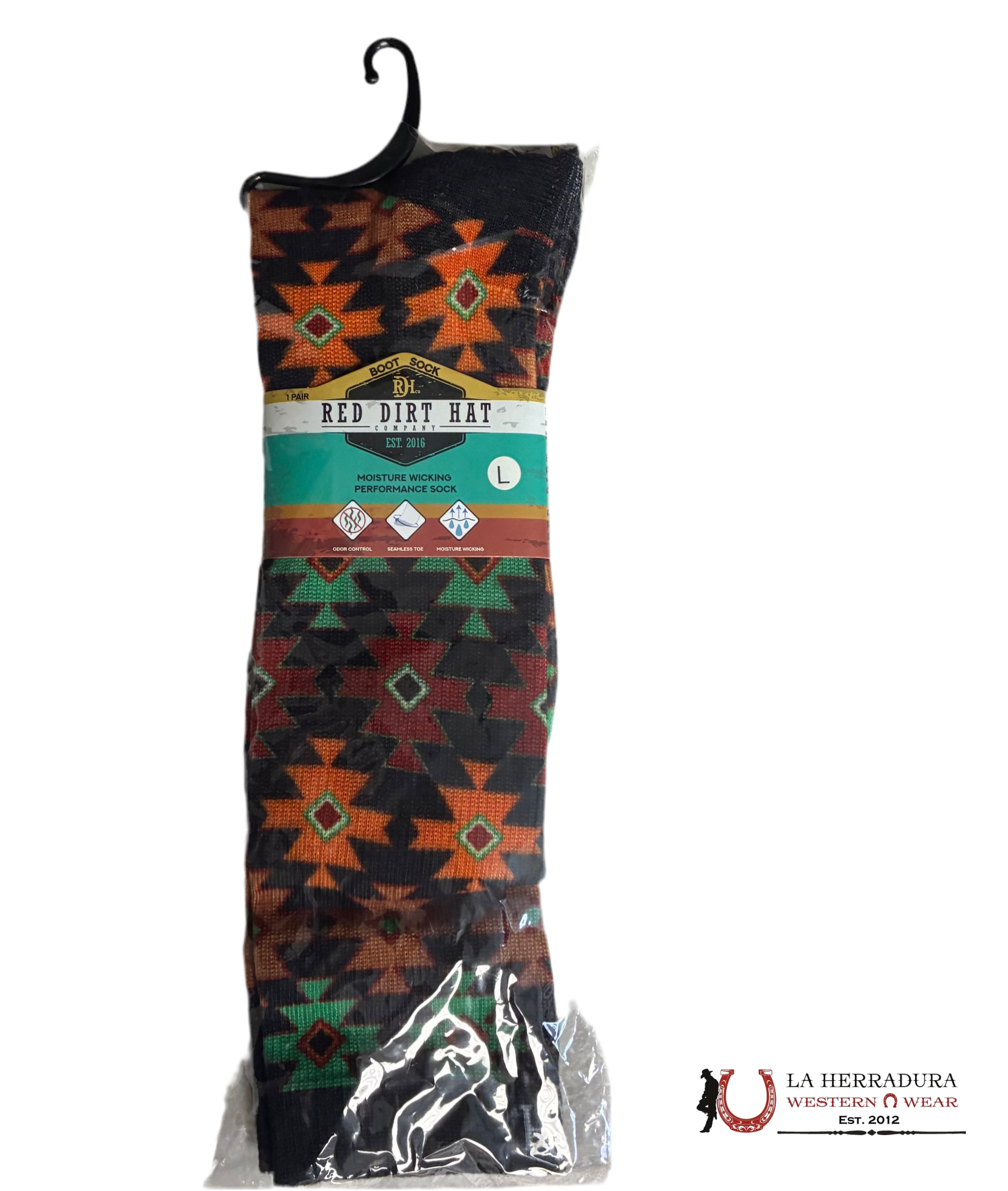 RED DIRT HAT AZTEC PRINT BLACK MIDCALF SOCKS 222317GWT-L