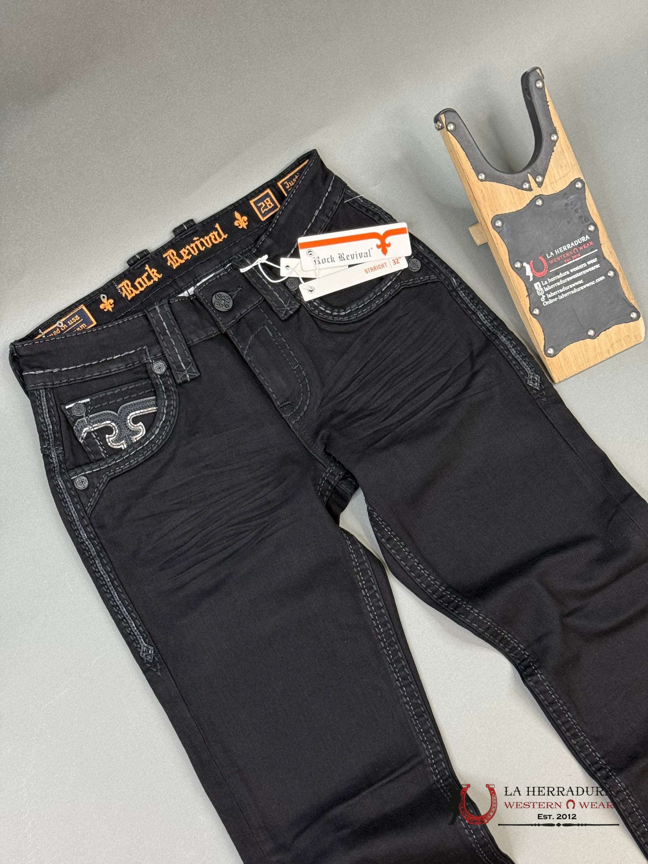Revival Mens Black Jeans Justinn Straight Ropa Hombres