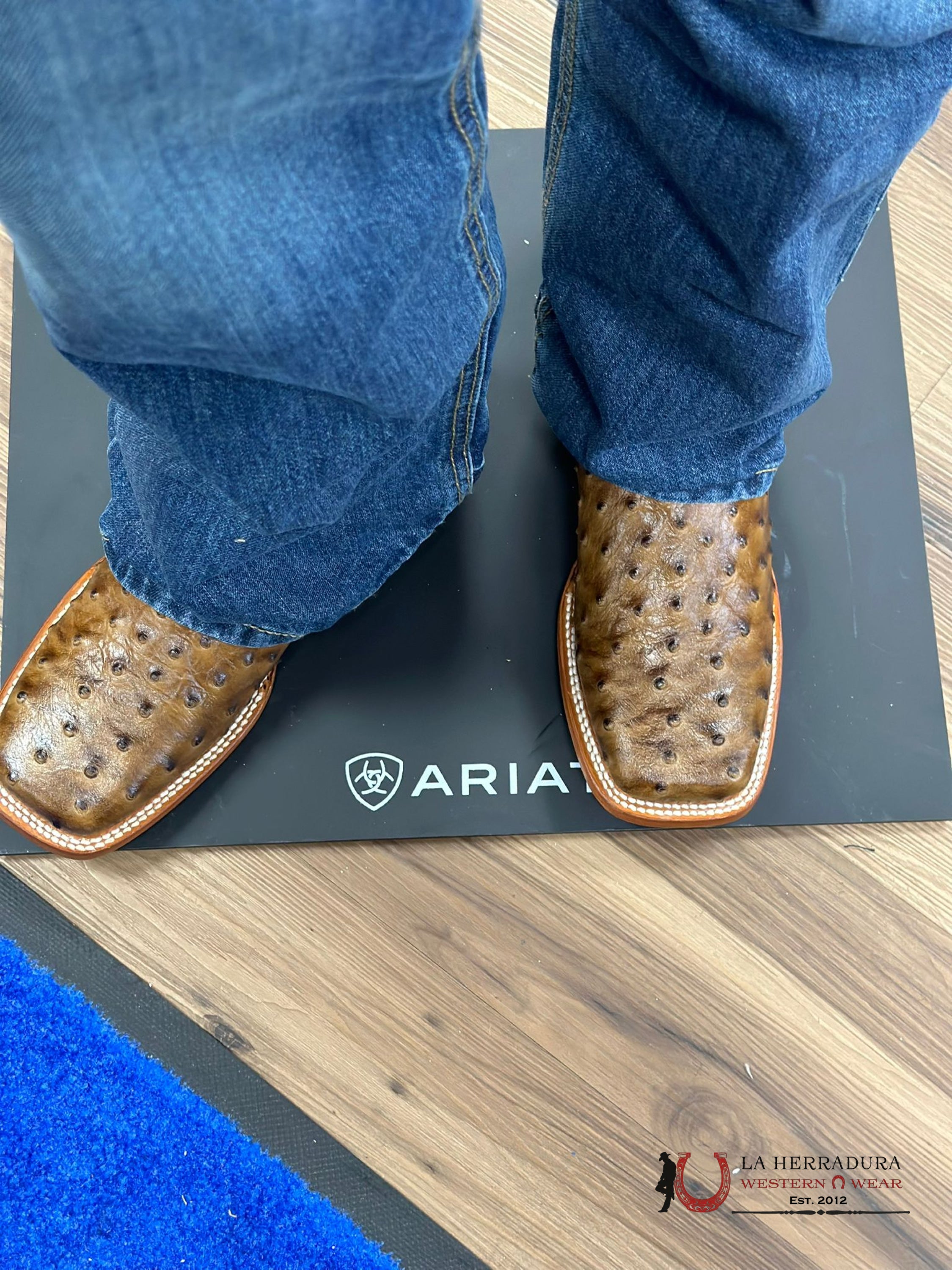 Reyme Ostrich Honey Boot Square Toe Botas Hombres