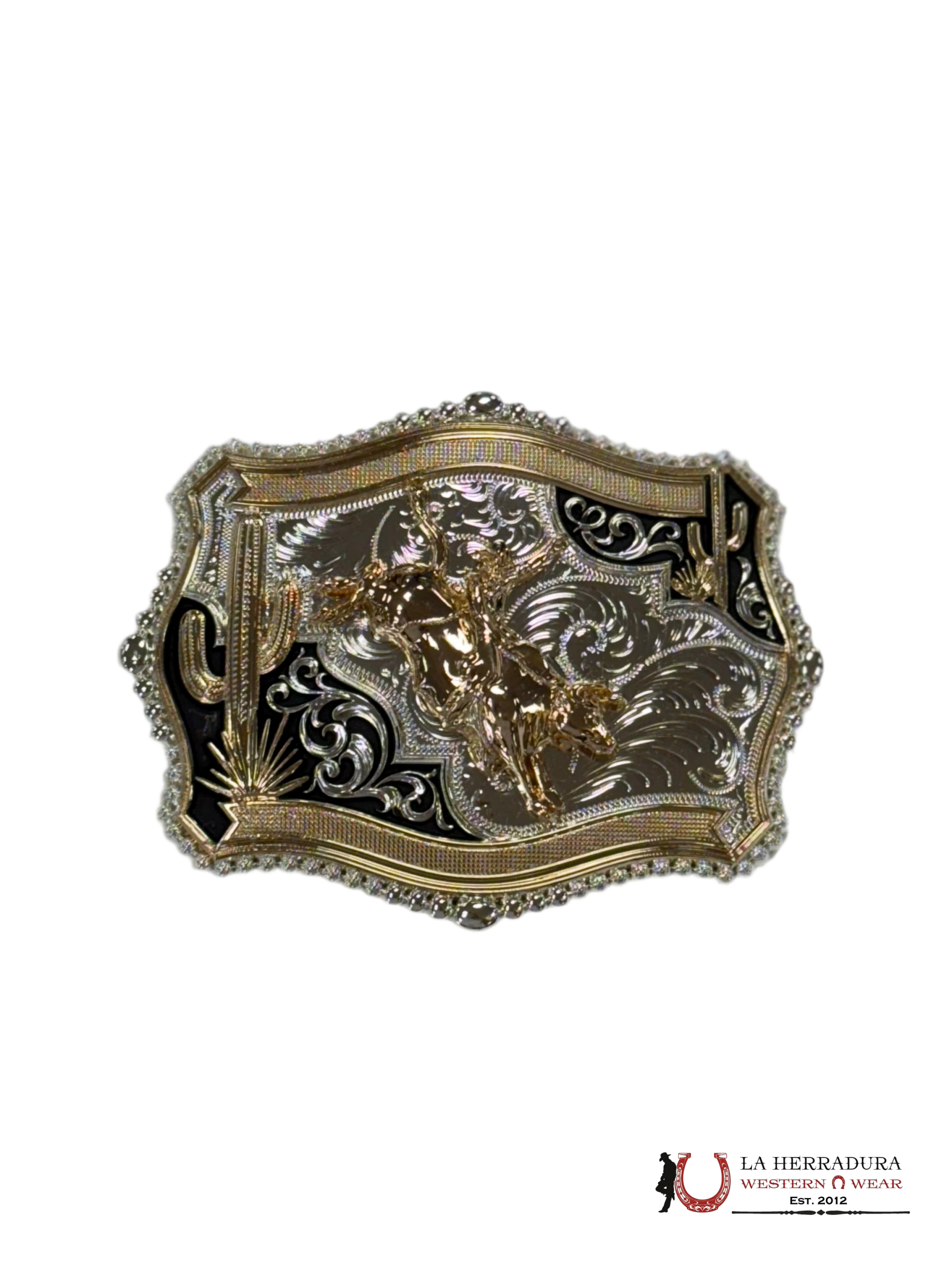 RIDING COWBOY GOLD AND BLACL DETAILS SQUARE BUCKLE ACCESORIOS