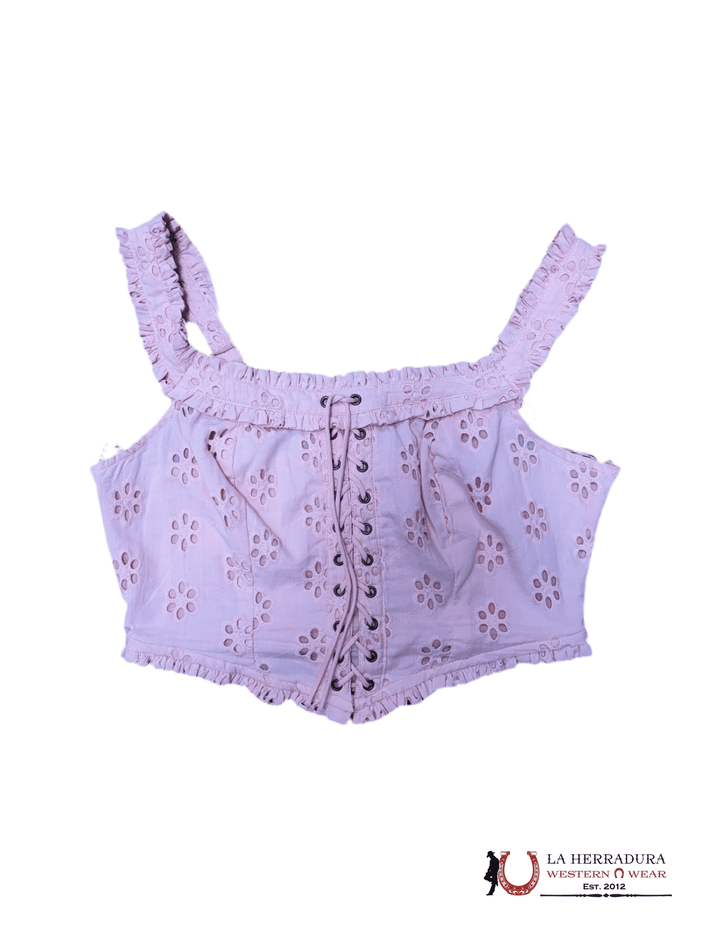 ROC&Roll Pink Flower Lase Up Crop Top BW50TO3890 ROPA MUJERES