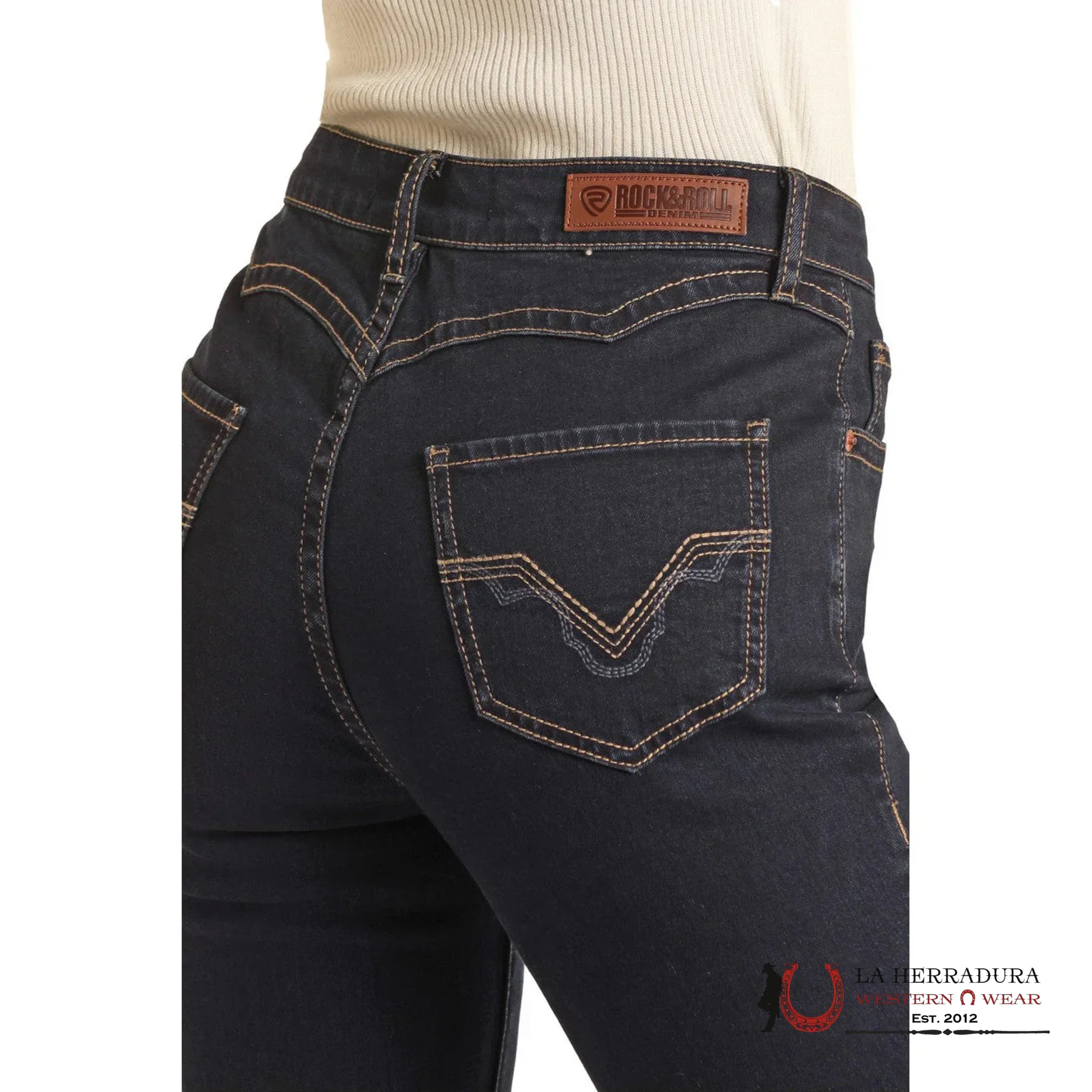 ROCK AND ROLL BLACK DARK WASH SCALLOP BACK YOKE TROUSER BW5MD02987 ROCK&ROLL JEANS WOMEN