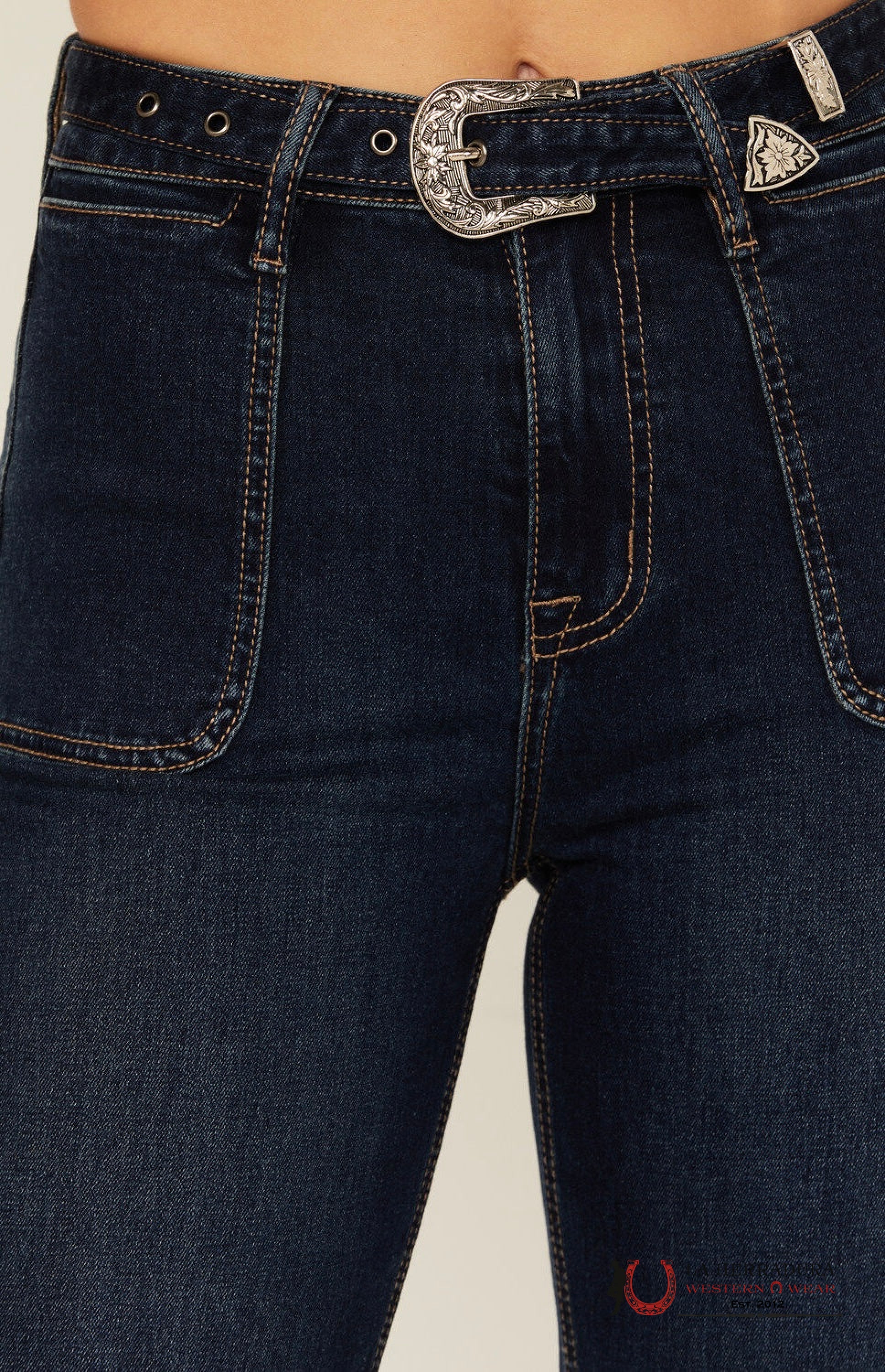 ROCK AND ROLL DARK WASH FRONT PATCH PKT TROUSER BW5HD03994 ROCK&ROLL JEANS WOMEN