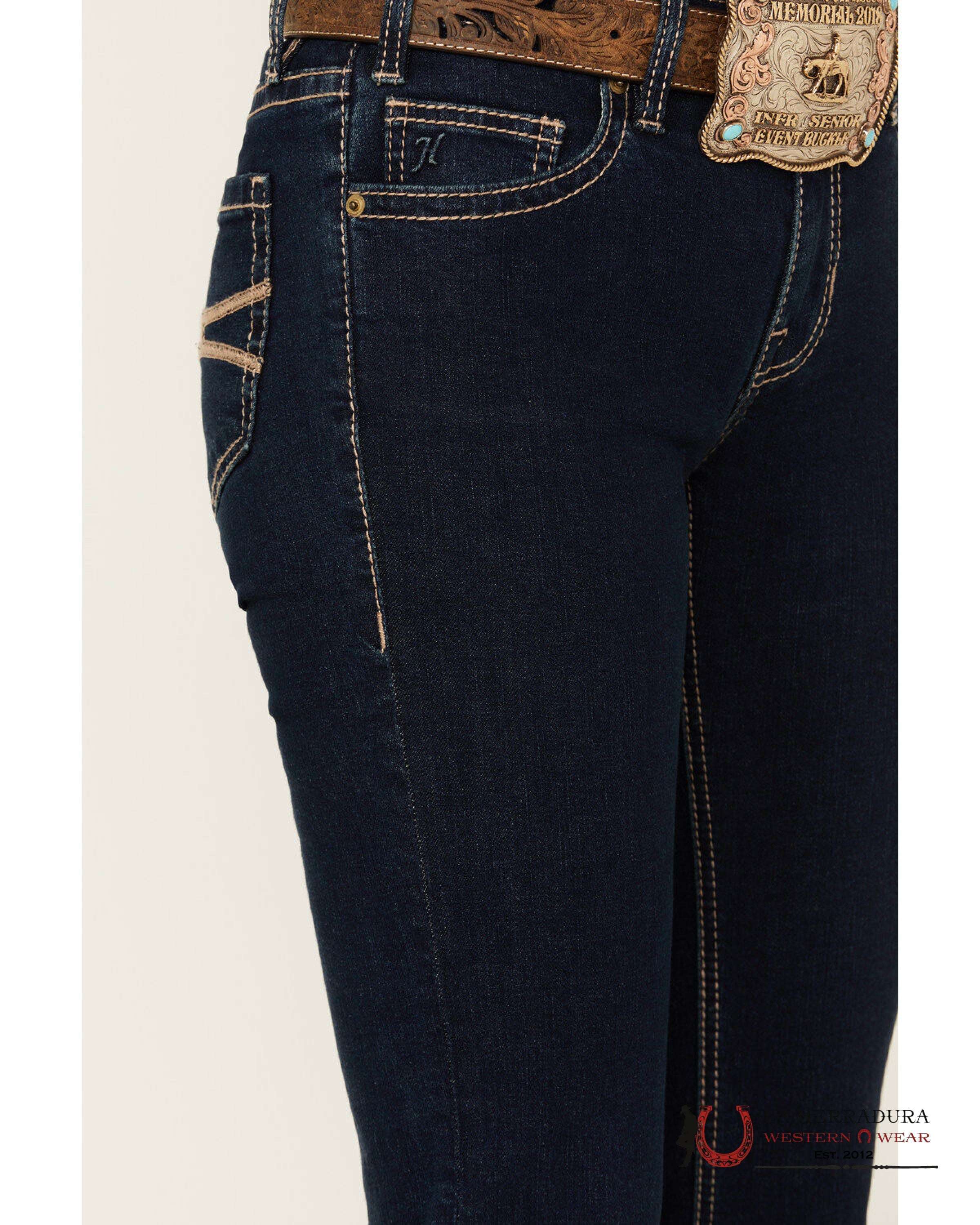 ROCK AND ROLL DARK WASH PETAL STITCH HIGH RISE BOOT 5797 ROCK&ROLL JEANS WOMEN
