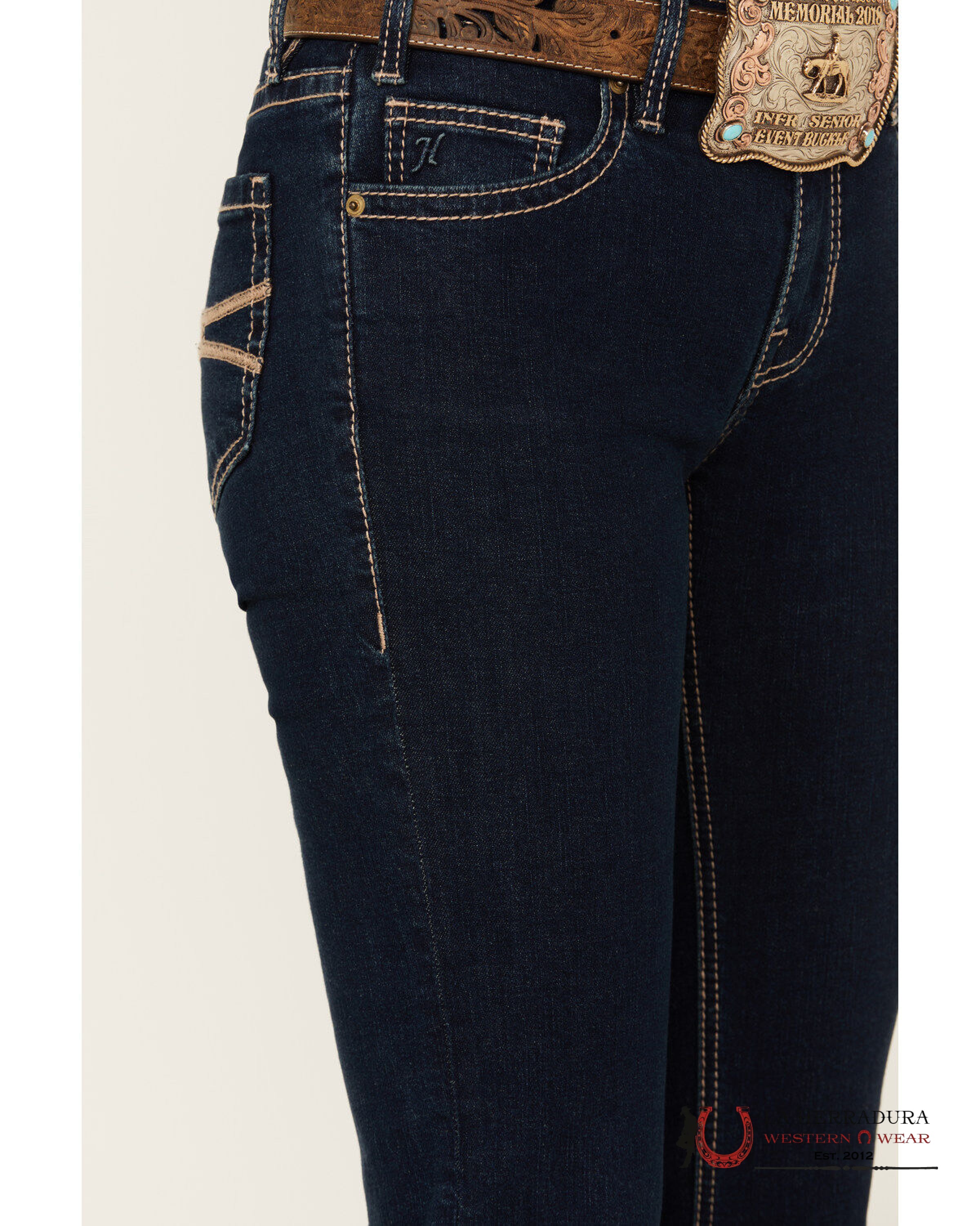 ROCK AND ROLL DARK WASH PETAL STITCH HIGH RISE BOOT 5797 ROCK&ROLL JEANS WOMEN