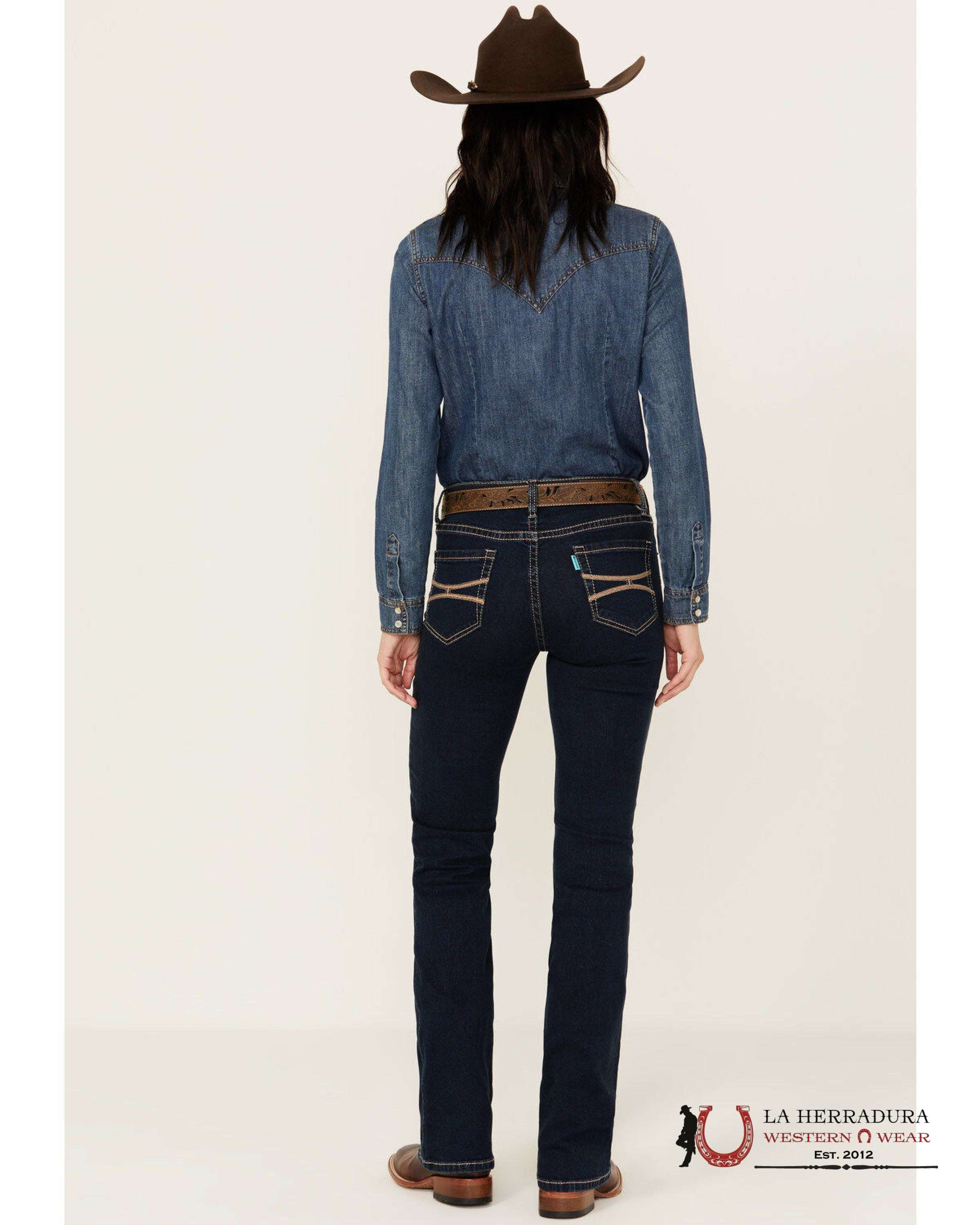 ROCK AND ROLL DARK WASH PETAL STITCH HIGH RISE BOOT 5797 ROCK&ROLL JEANS WOMEN