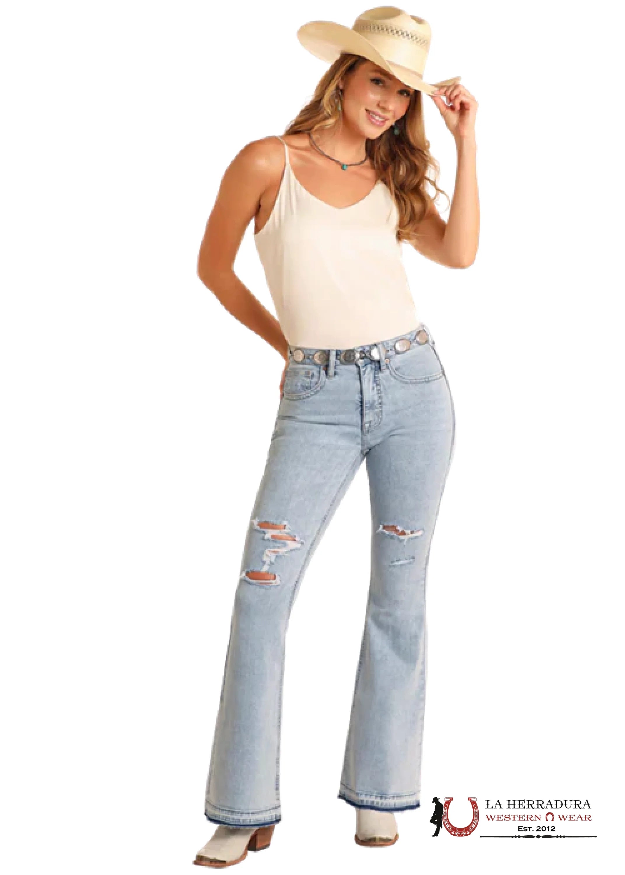 ROCK AND ROLL LIGHT WASH DISTRESSED HIGH RISE BW6HD06062 ROCK&ROLL JEANS WOMEN