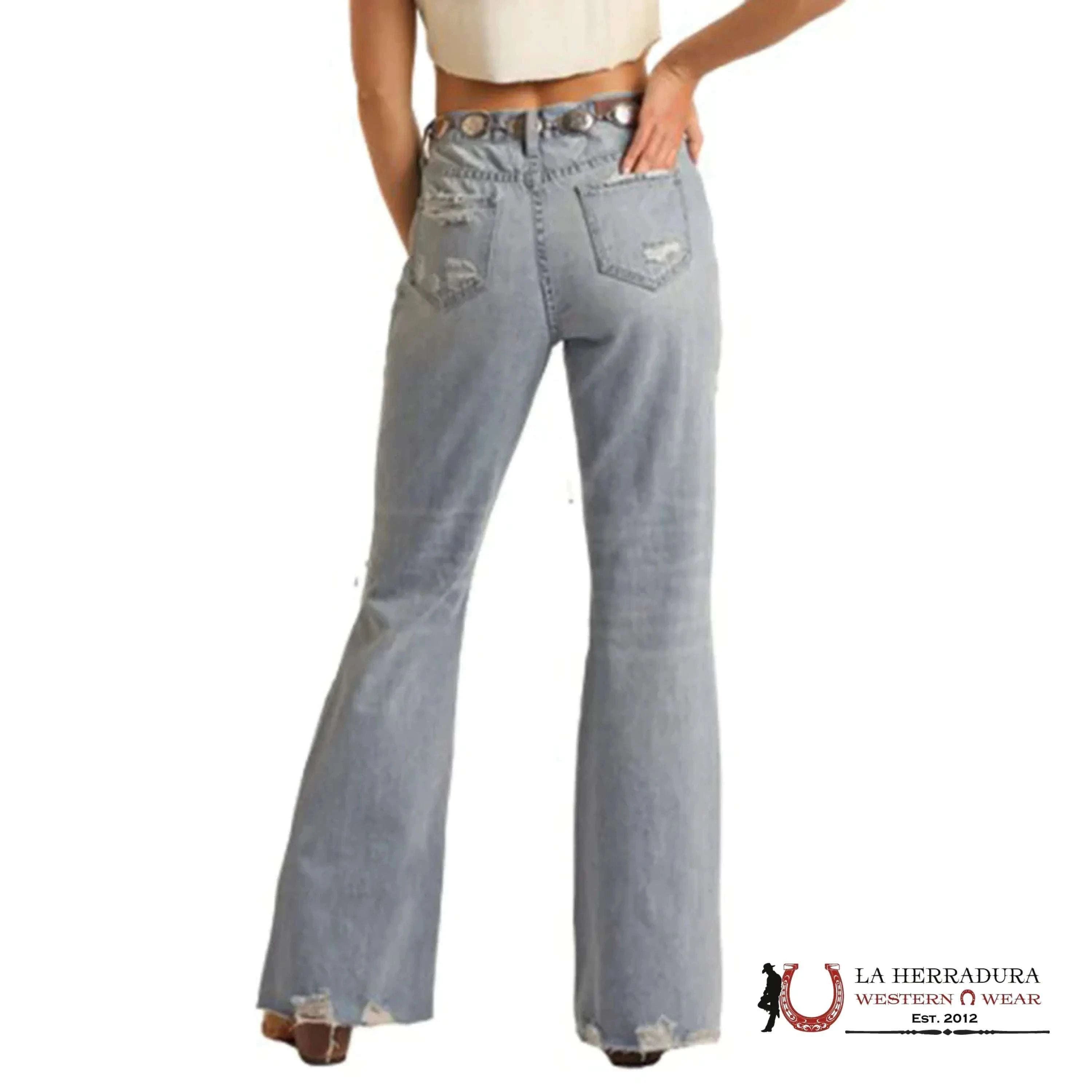 ROCK AND ROLL LIGHT WASH HIGH RISE FLARE BW6HD03590 ROCK&ROLL JEANS WOMEN