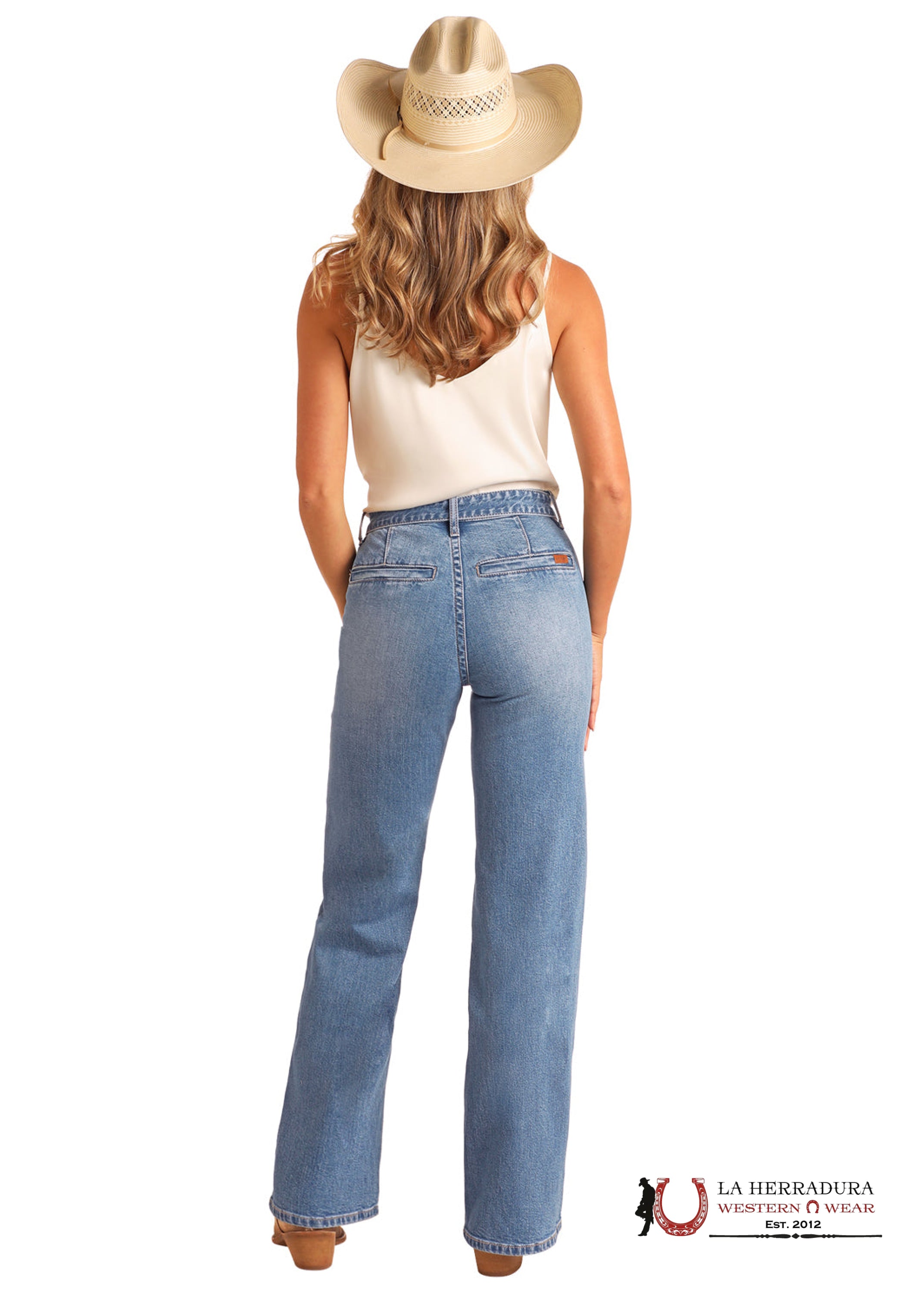 ROCK AND ROLL Medium Vintage Belted Relaxed Flare Jeans Wonens - 6063 ROCK&ROLL JEANS WOMEN