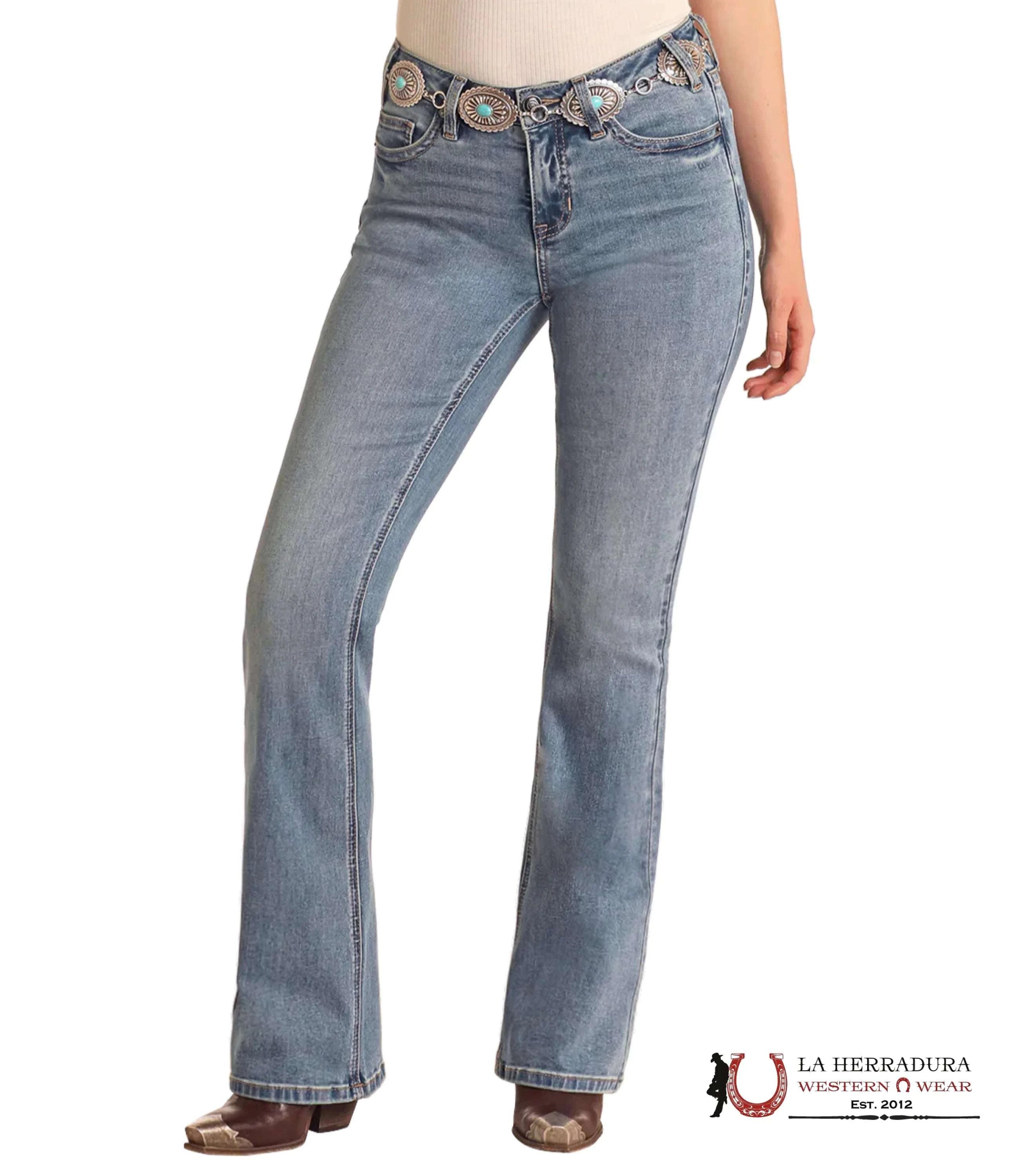 ROCK AND ROLL MEDIUM VINTAGE BOOT STITCH EMBROIDERED RIDING JEAN BW4RD06401 ROCK&ROLL JEANS WOMEN
