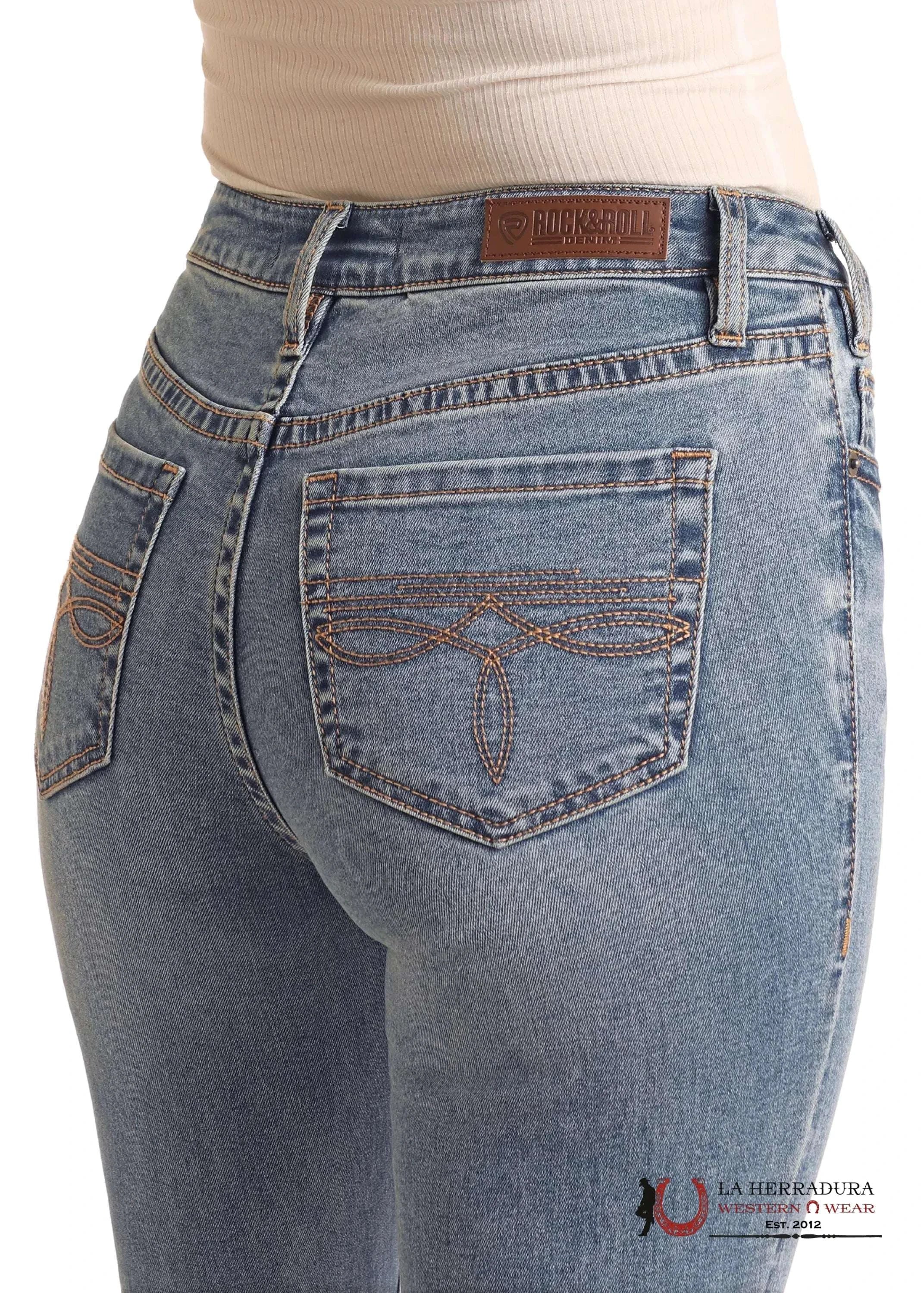ROCK AND ROLL MEDIUM VINTAGE BOOT STITCH EMBROIDERED RIDING JEAN BW4RD06401 ROCK&ROLL JEANS WOMEN