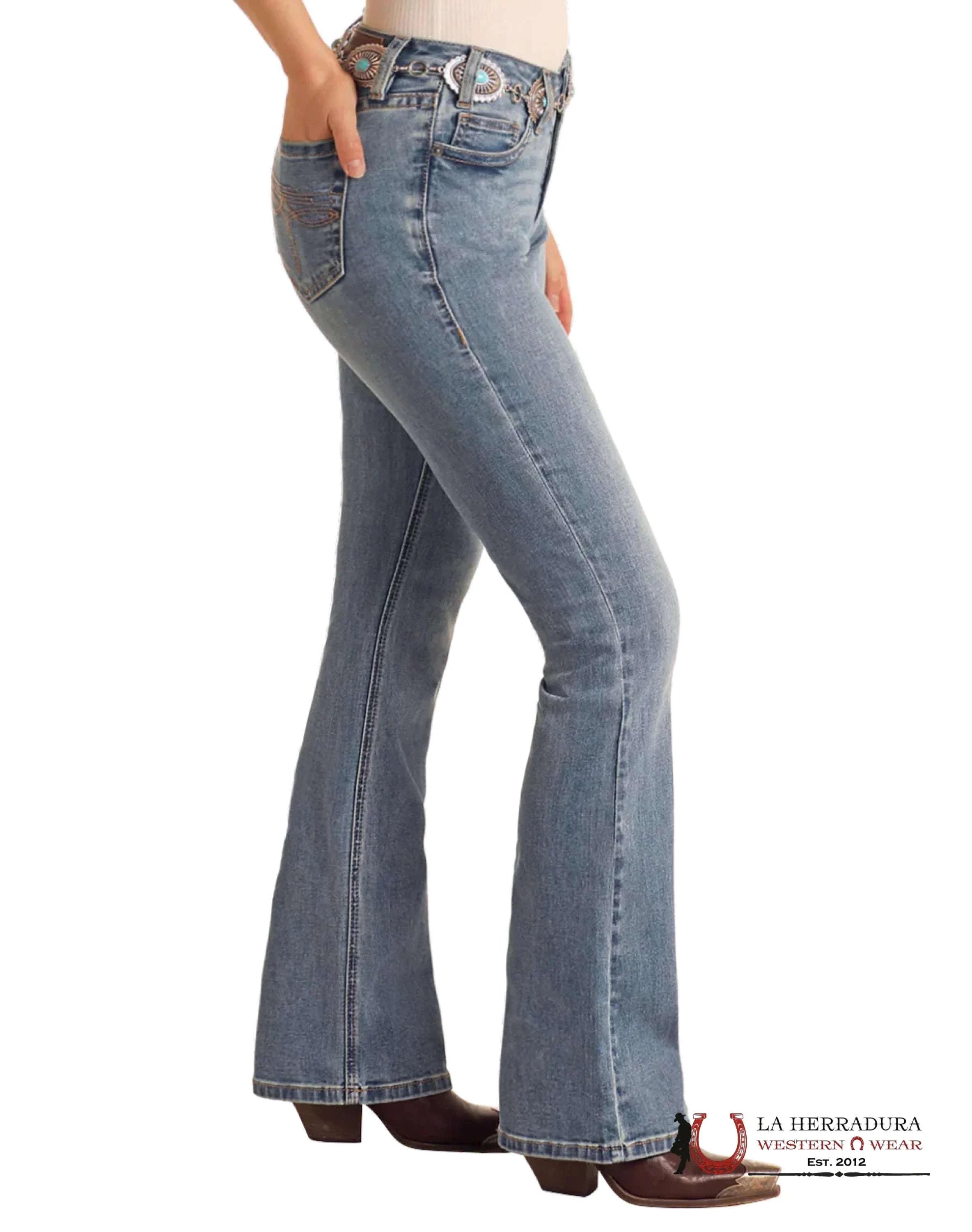 ROCK AND ROLL MEDIUM VINTAGE BOOT STITCH EMBROIDERED RIDING JEAN BW4RD06401 ROCK&ROLL JEANS WOMEN
