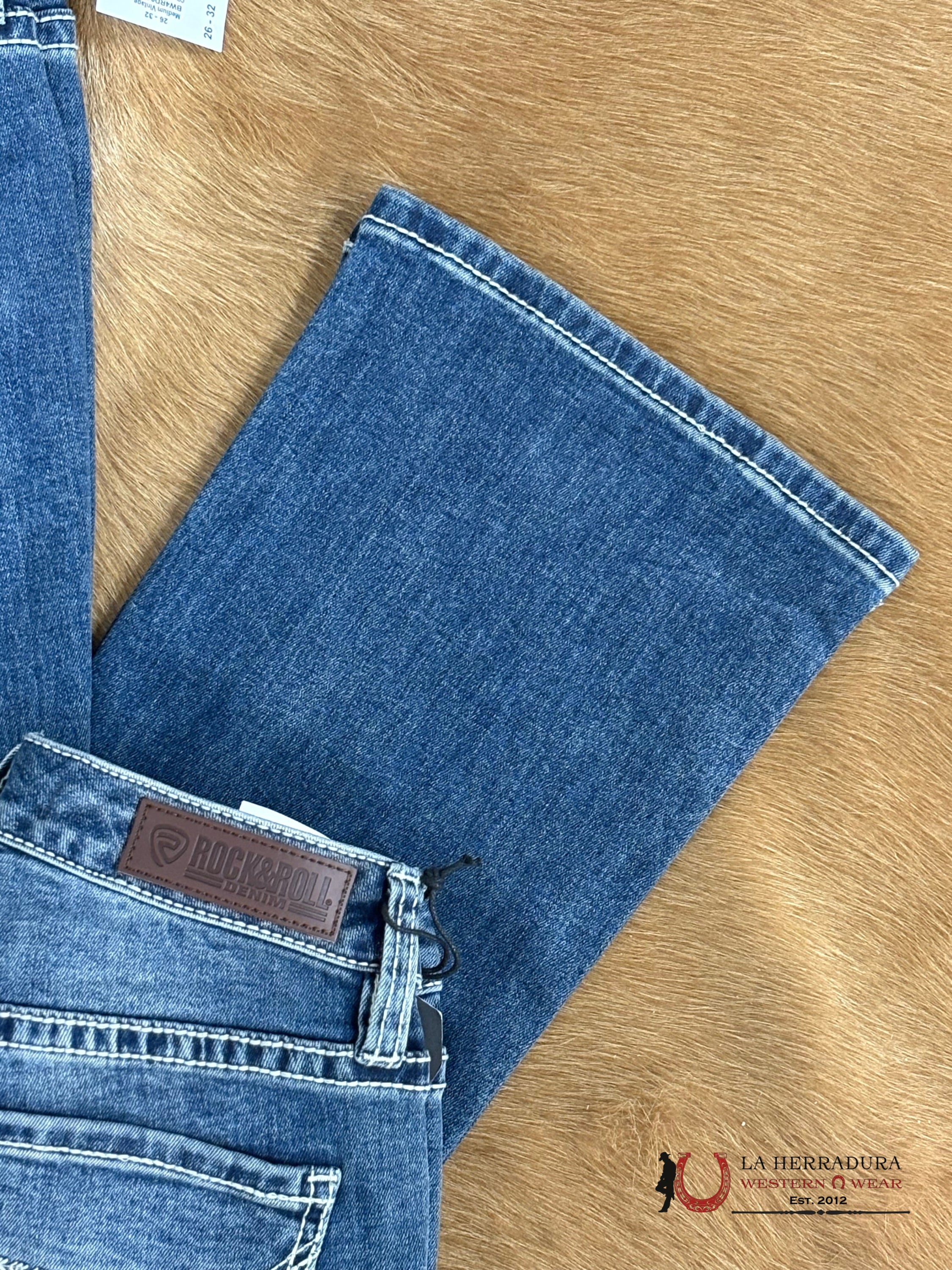 ROCK AND ROLL Medium Vintage Cowhide Emb. Riding - 4046 ROCK&ROLL JEANS WOMEN