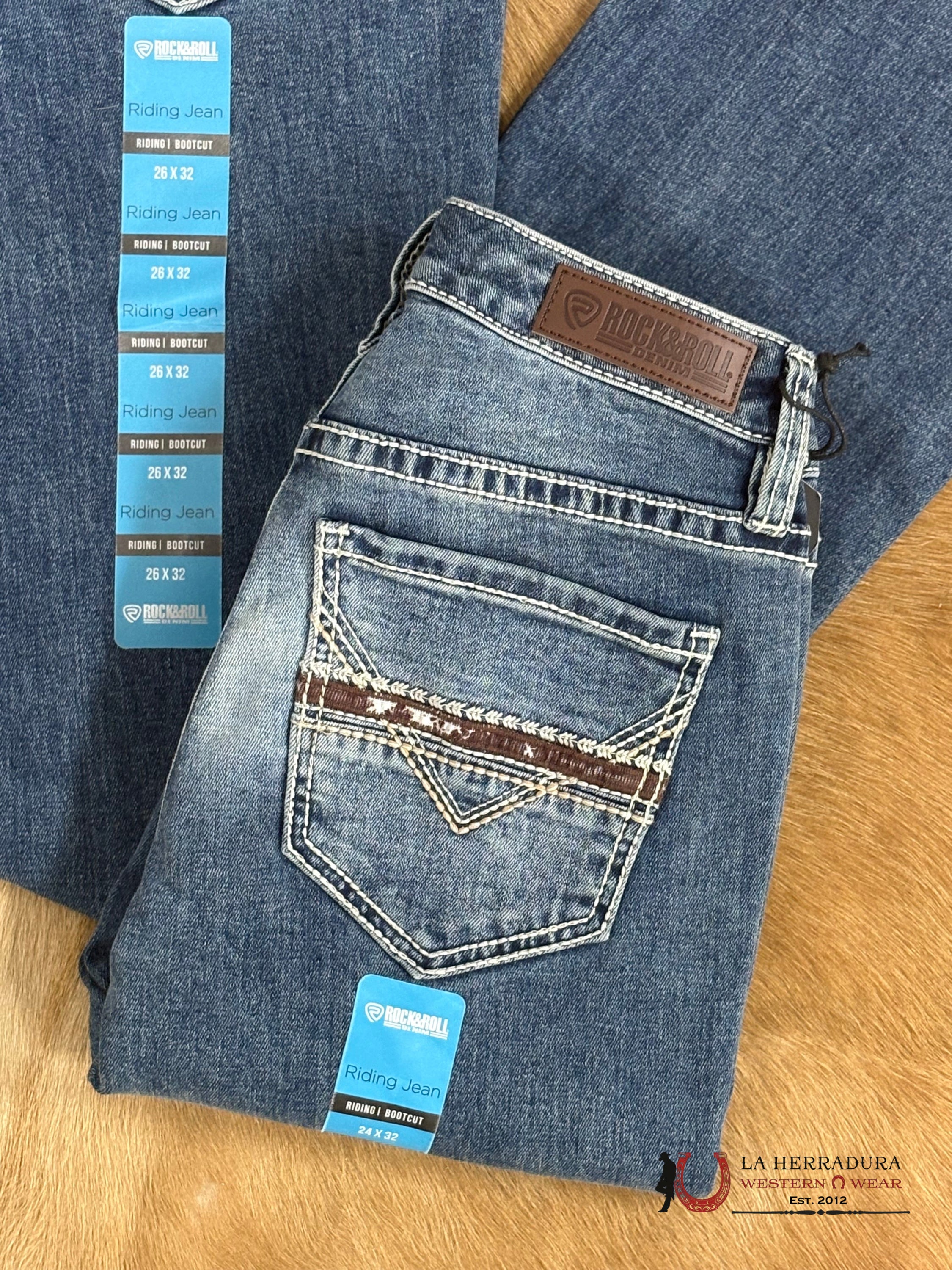 ROCK AND ROLL Medium Vintage Cowhide Emb. Riding - 4046 ROCK&ROLL JEANS WOMEN