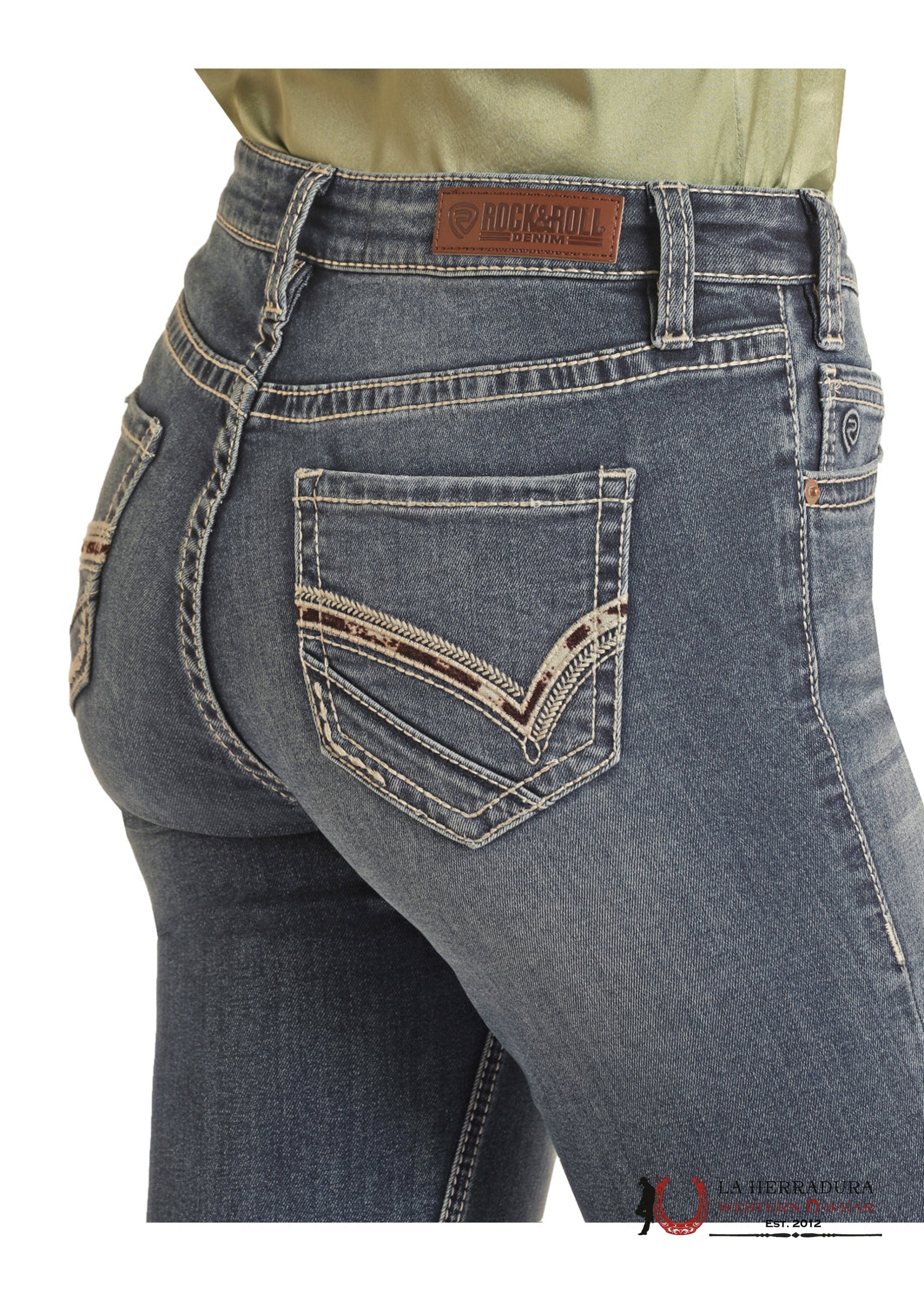 ROCK AND ROLL MEDIUM VINTAGE COWHIDE EMBROIDERY RIDING JEAN BW4RD02456 ROCK&ROLL JEANS WOMEN