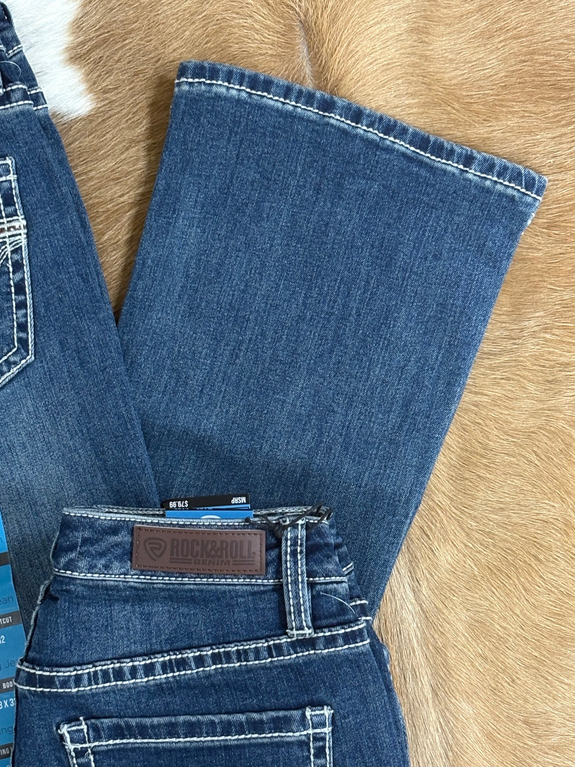 ROCK AND ROLL Medium Vintage Cowhide Scallop Emb. Riding - 4778 ROCK&ROLL JEANS WOMEN