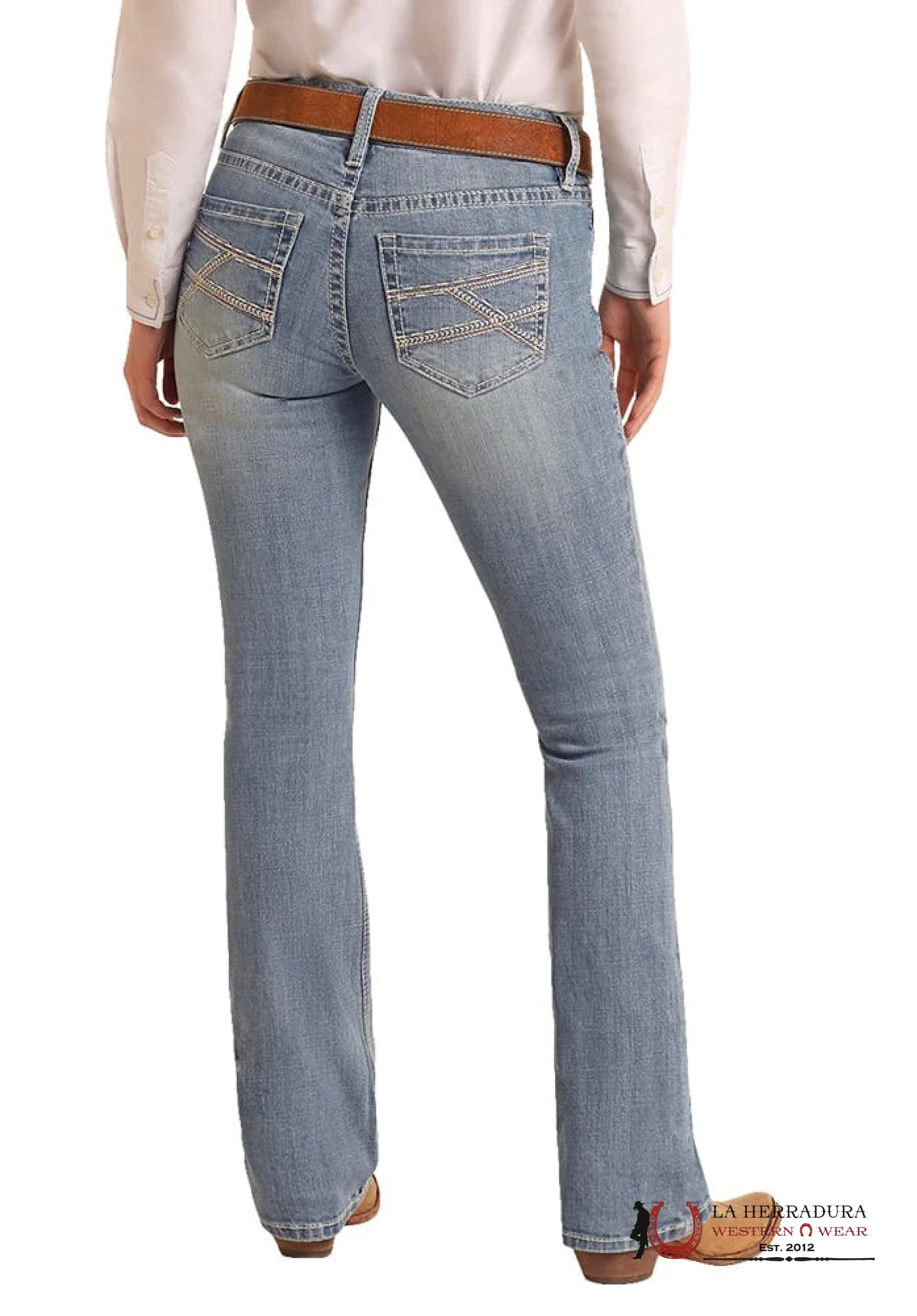 ROCK AND ROLL MEDIUM VINTAGE CROSSED EMBROIDERY RIDING BW4RD06043 ROCK&ROLL JEANS WOMEN