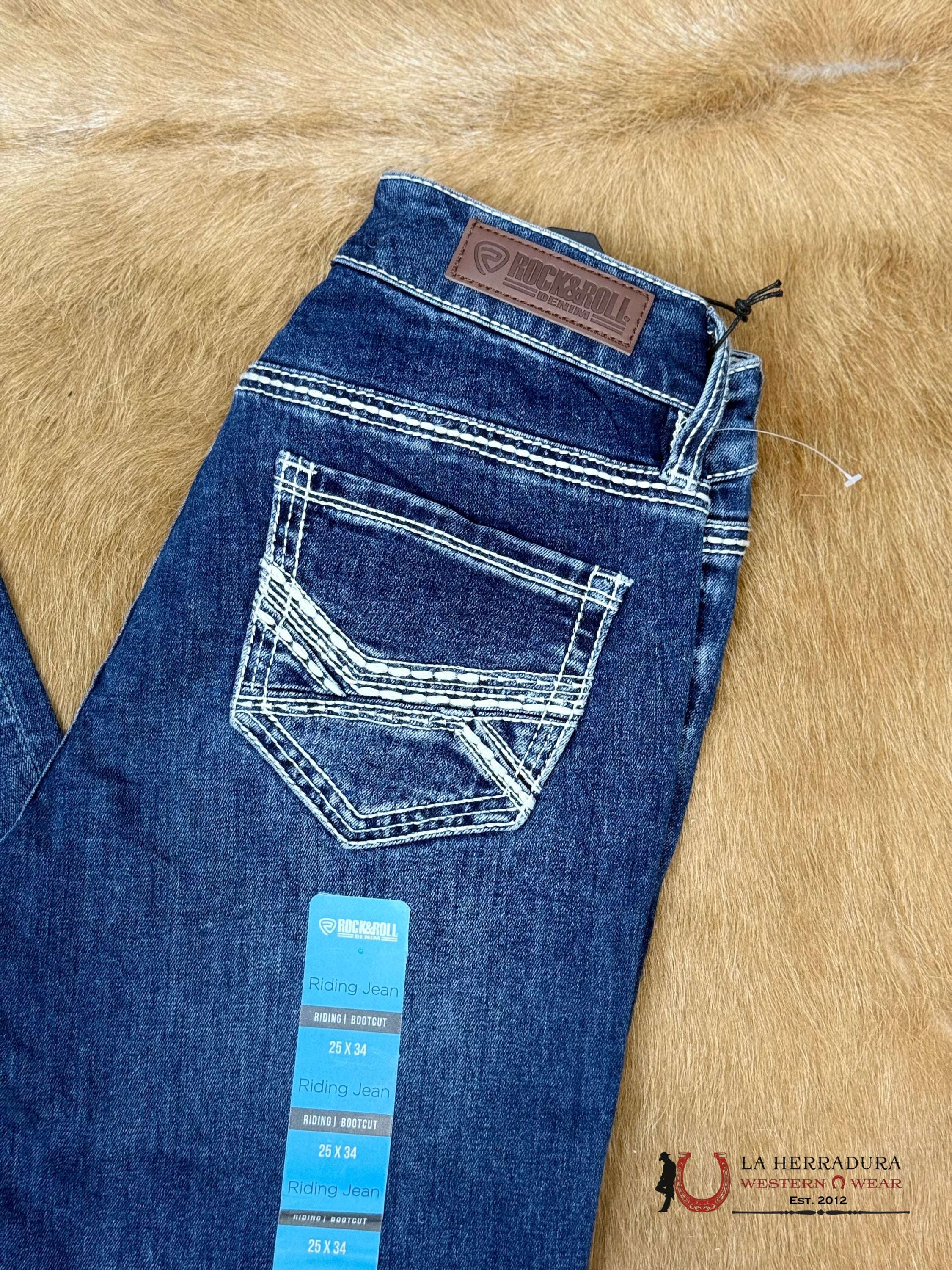 ROCK AND ROLL MEDIUM VINTAGE CROSSED EMBROIDERY RIDING JEAN BOOT CUT BW4RD02980 ROCK&ROLL JEANS WOMEN