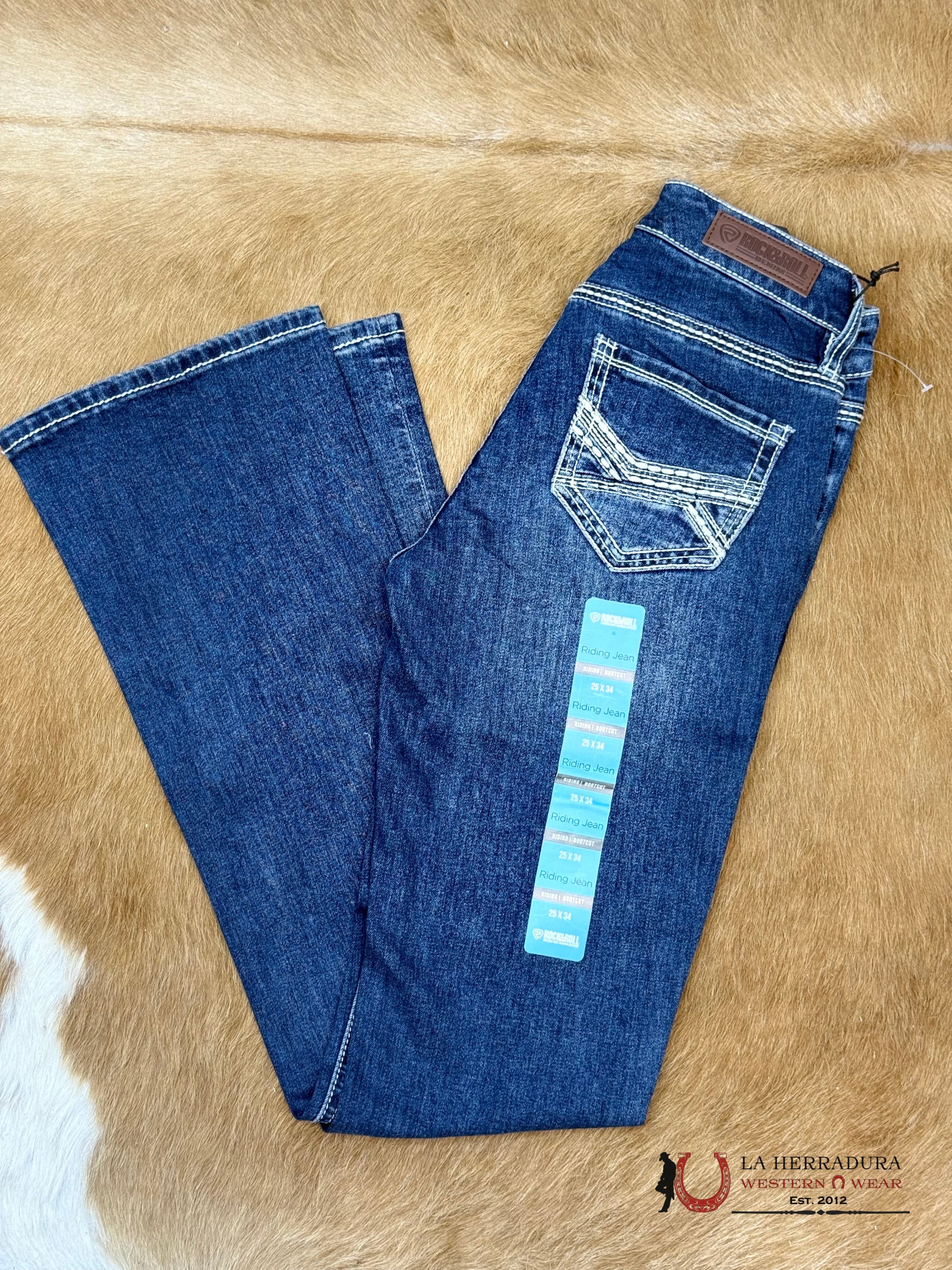 ROCK AND ROLL MEDIUM VINTAGE CROSSED EMBROIDERY RIDING JEAN BOOT CUT BW4RD02980 ROCK&ROLL JEANS WOMEN