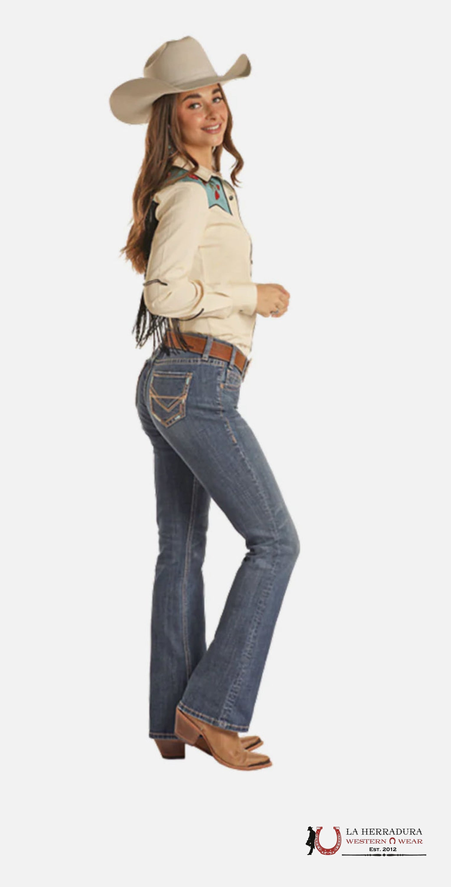 ROCK AND ROLL Medium Vintage Petal Stitch Emb. Riding Bootcut BW4RD02441 ROCK&ROLL JEANS WOMEN