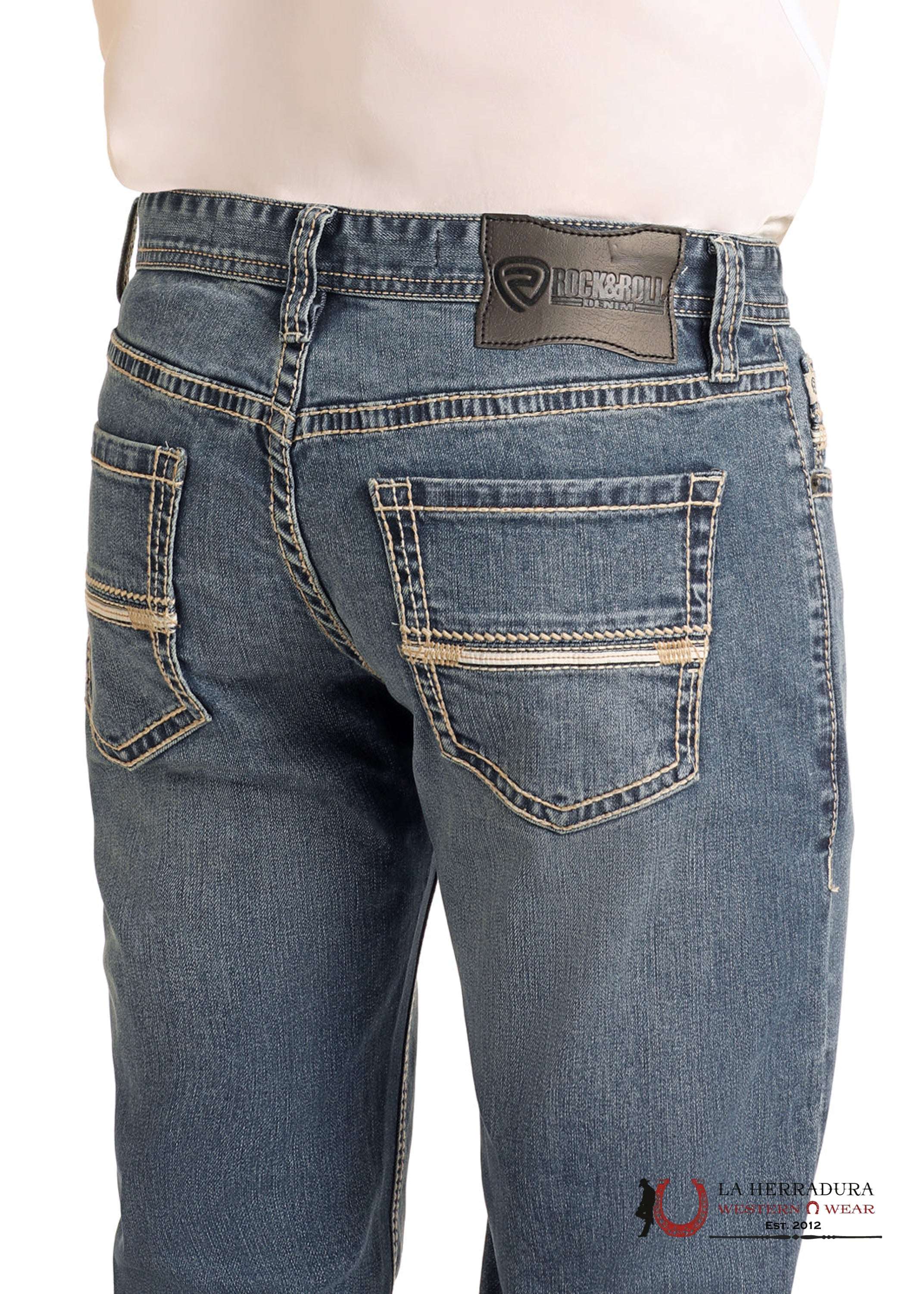 ROCK AND ROLL Medium Vintage Slim Fit Straight Boot Emb. Revolver BM1RD06136 ROPA HOMBRES